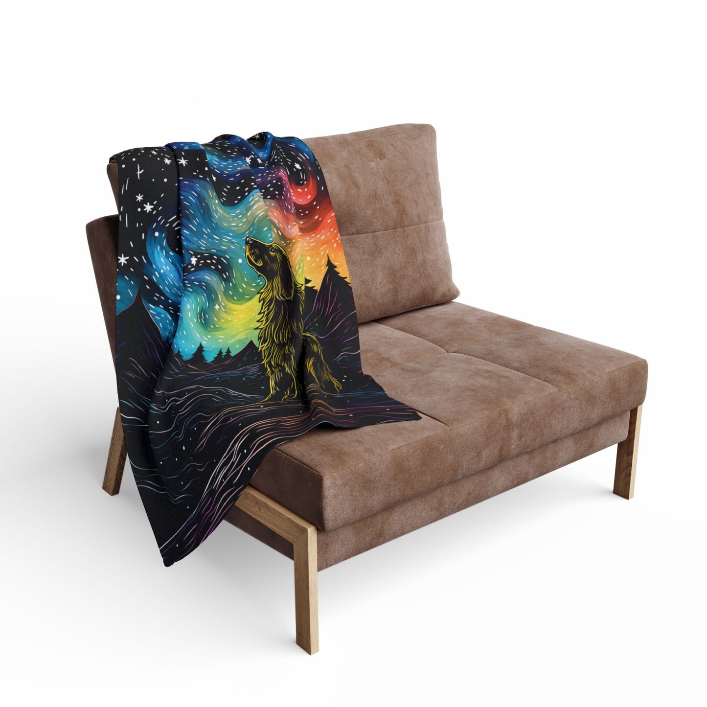 Starry Doggo Arctic Fleece Blanket Rainbow Dog Blanket Fleece Rainbow and Black Blanket Cosmos Blanket