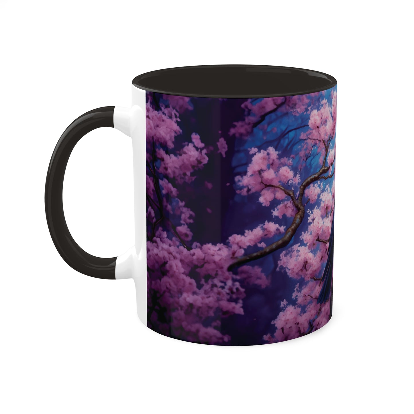 Raven Sakura Cherry Blossom Colorful Mug 11oz - My original art