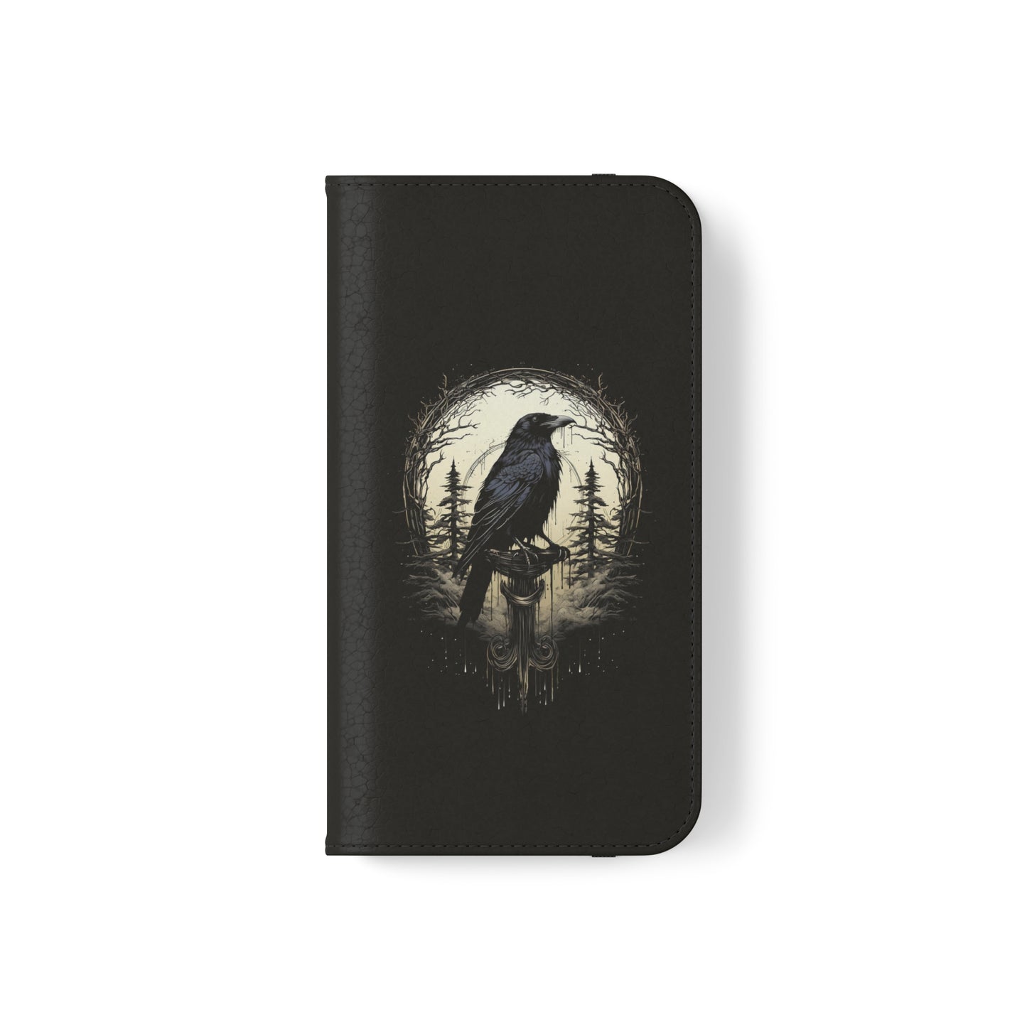 Night's Sentinel Flip Case Phone Case Gothic Raven Flip Phone Case Dark Academia Phone Case Dark Art Flip Case s22 s21 iphone 13 12 11