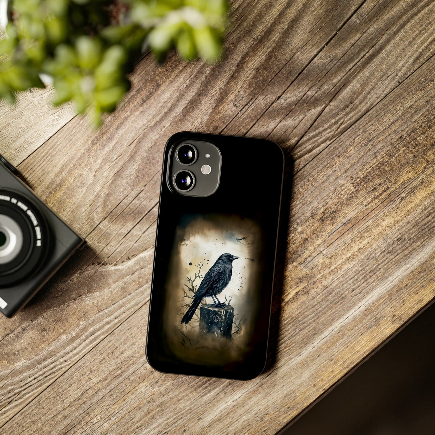 Raven Visage Black Raven Gothic Slim Phone Case iPhone 15 Pro Case Black iPhone Case Black iPhone 15 case 14 13 dark academia