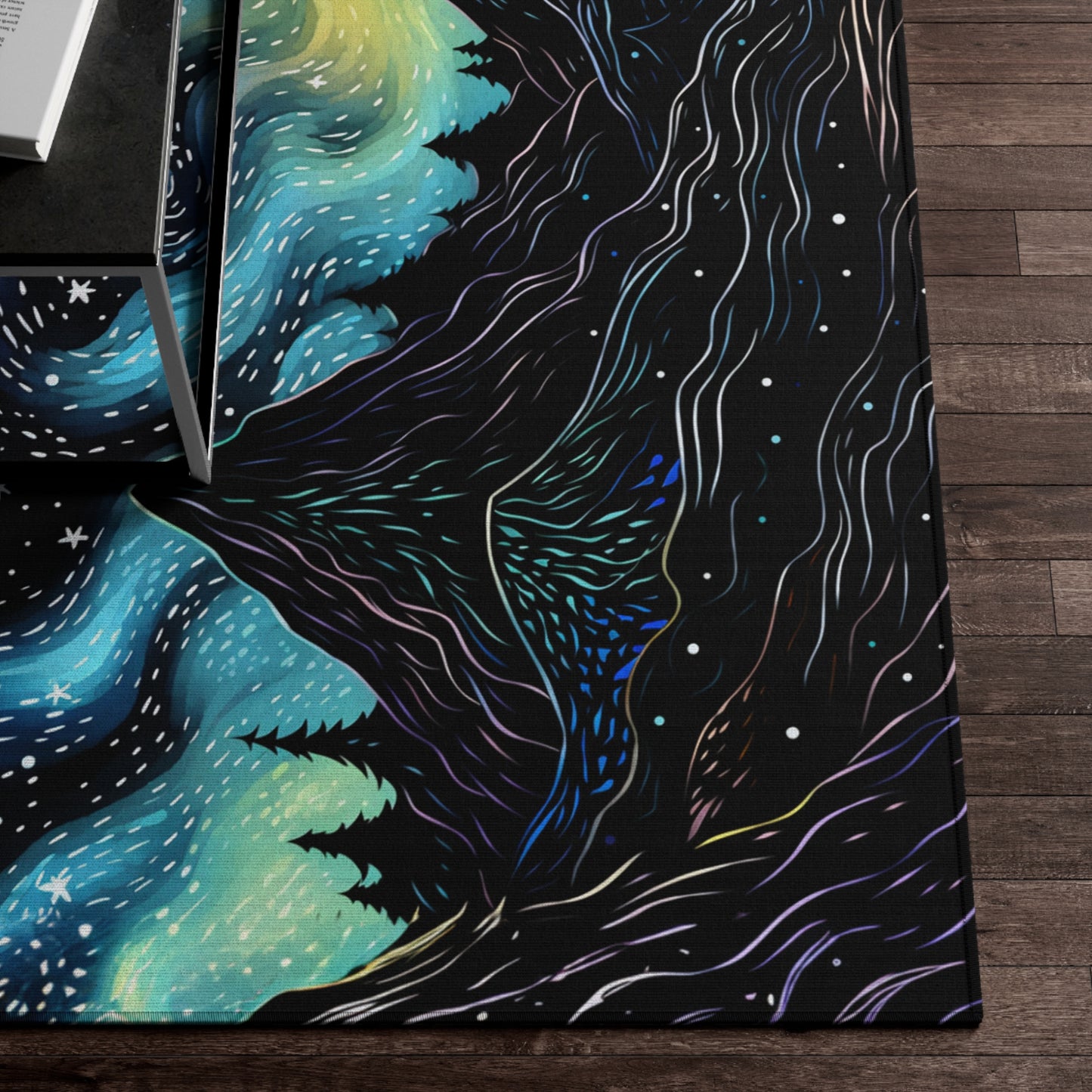 Starry Doggo Rug - Original Art Rug - Dog Rug in the style of Starry Night