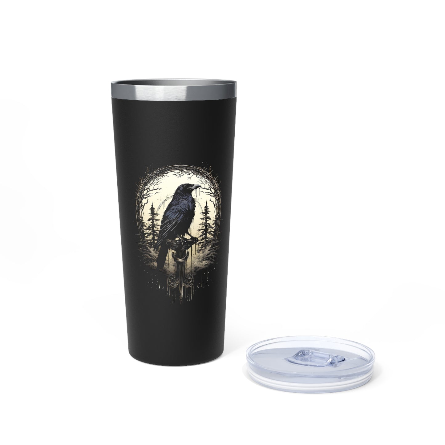 Night's Sentinel Raven Copper Vacuum Insulated Tumbler, 22oz Gothic Dark Academia