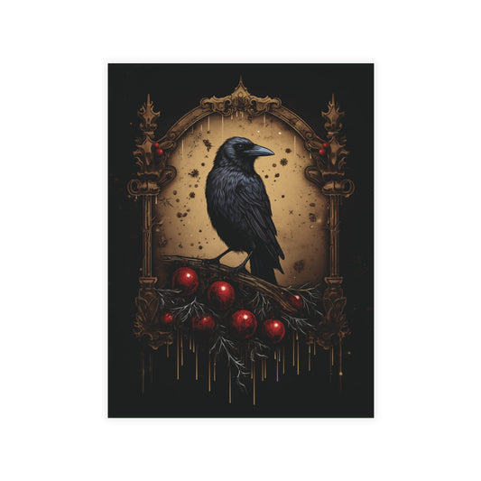 A Corvid Christmas, Raven Christmas Postcards holiday greeting cards dark Christmas cards cool Christmas blank Christmas post cards, gothic