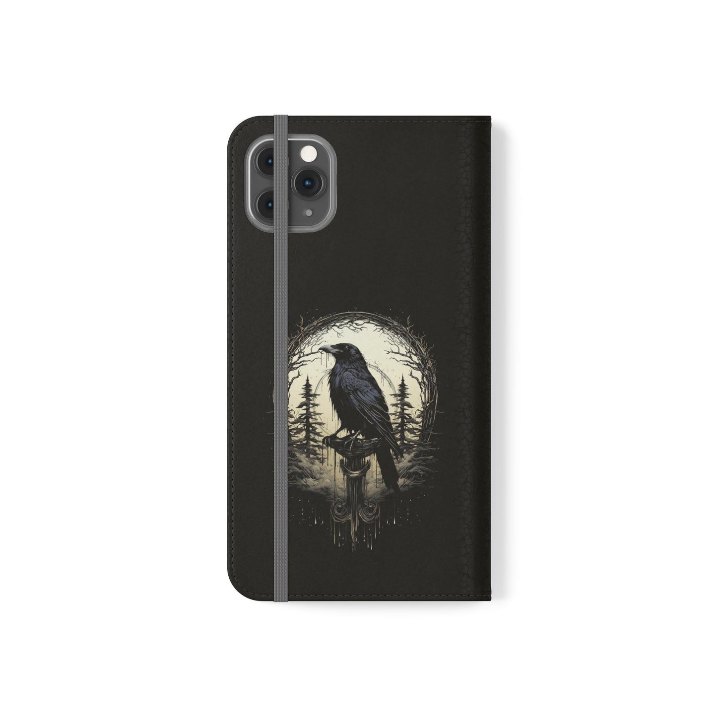 Night's Sentinel Flip Case Phone Case Gothic Raven Flip Phone Case Dark Academia Phone Case Dark Art Flip Case s22 s21 iphone 13 12 11