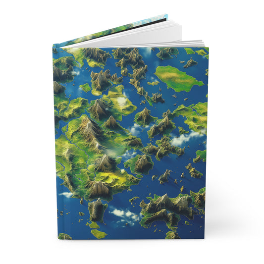 World From Above Hardcover Journal Blue and Green Notebook