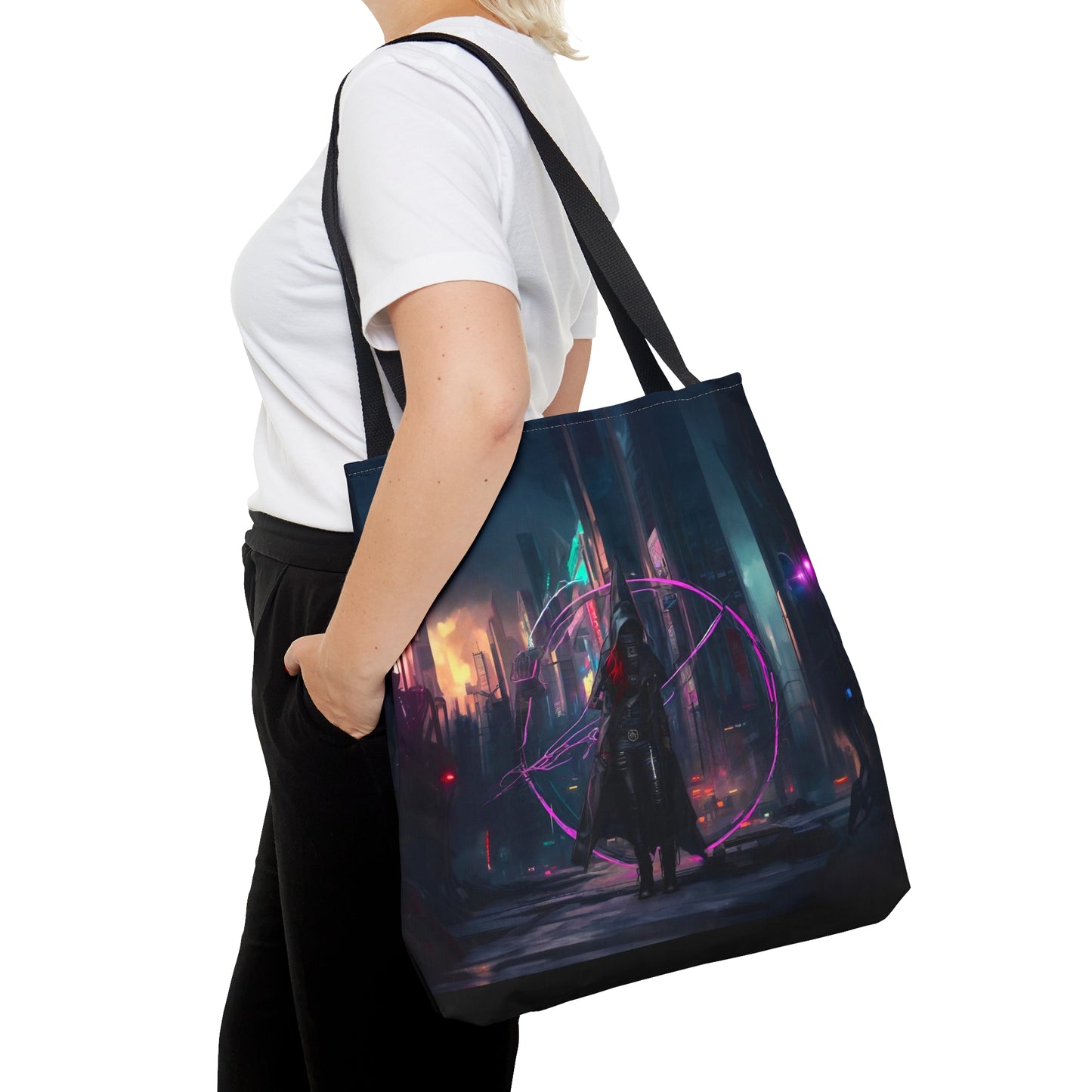 Technomancer's Ward, Cyberpunk Anarchy Mage Tote Bag, cloth shoulder bag, canvas shoulder bag, bag for women and girls, cloth tote, future