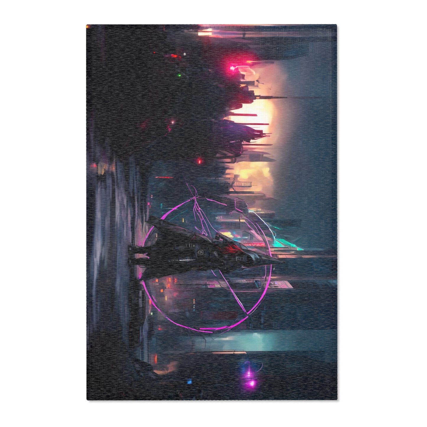 Technomancer's Ward area rug Future cyberpunk rug anarchy mage futuristic Area Rug Gothic Area Rug  2x3 3x2 4x6 6x4