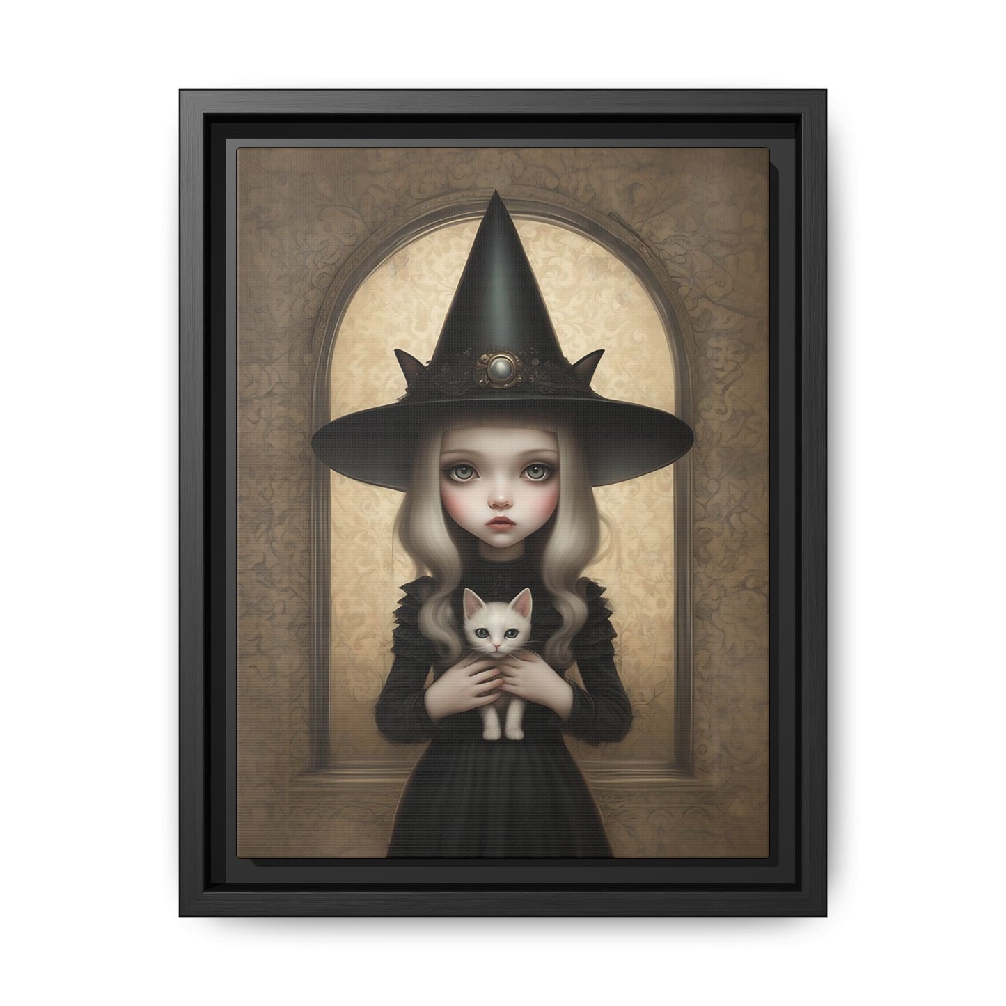 Witchcraft & Whiskers: Pop Gothic Mystique! dark art decor, gothic decor, goth decor, girl and cat, witchy art, spooky decor, cottagecore