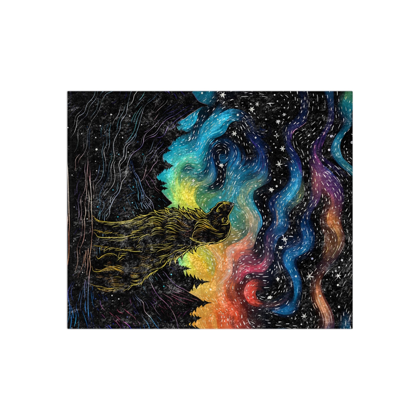 Starry Doggo Crushed Velvet Blanket Snuggly 50 x 60 Whimsical Rainbow Dog Comfy Throw Blanket