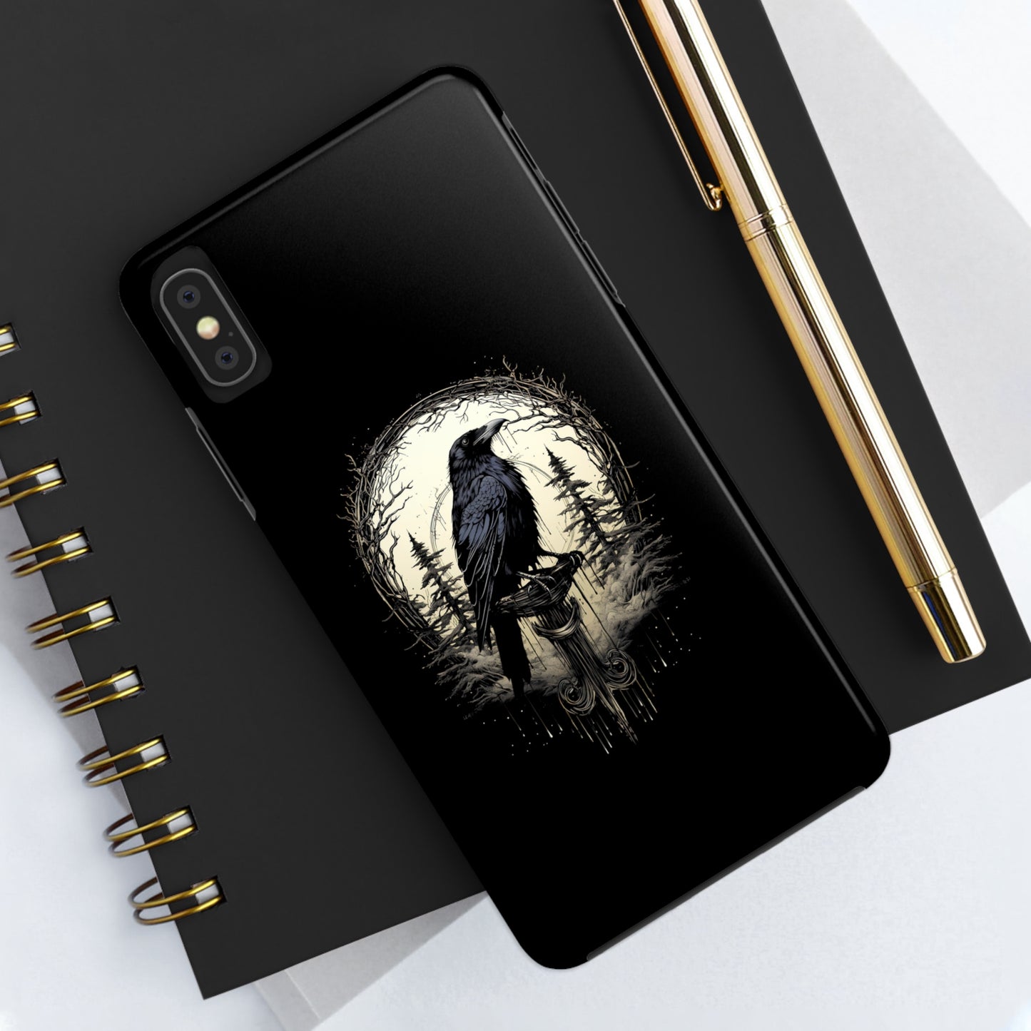 Night's Sentinel Tough Phone Case for iPhone 15 14 13 12 11 pro max XR XS 7 8 SE Gothic Black phone case Dark Academia iPhone case