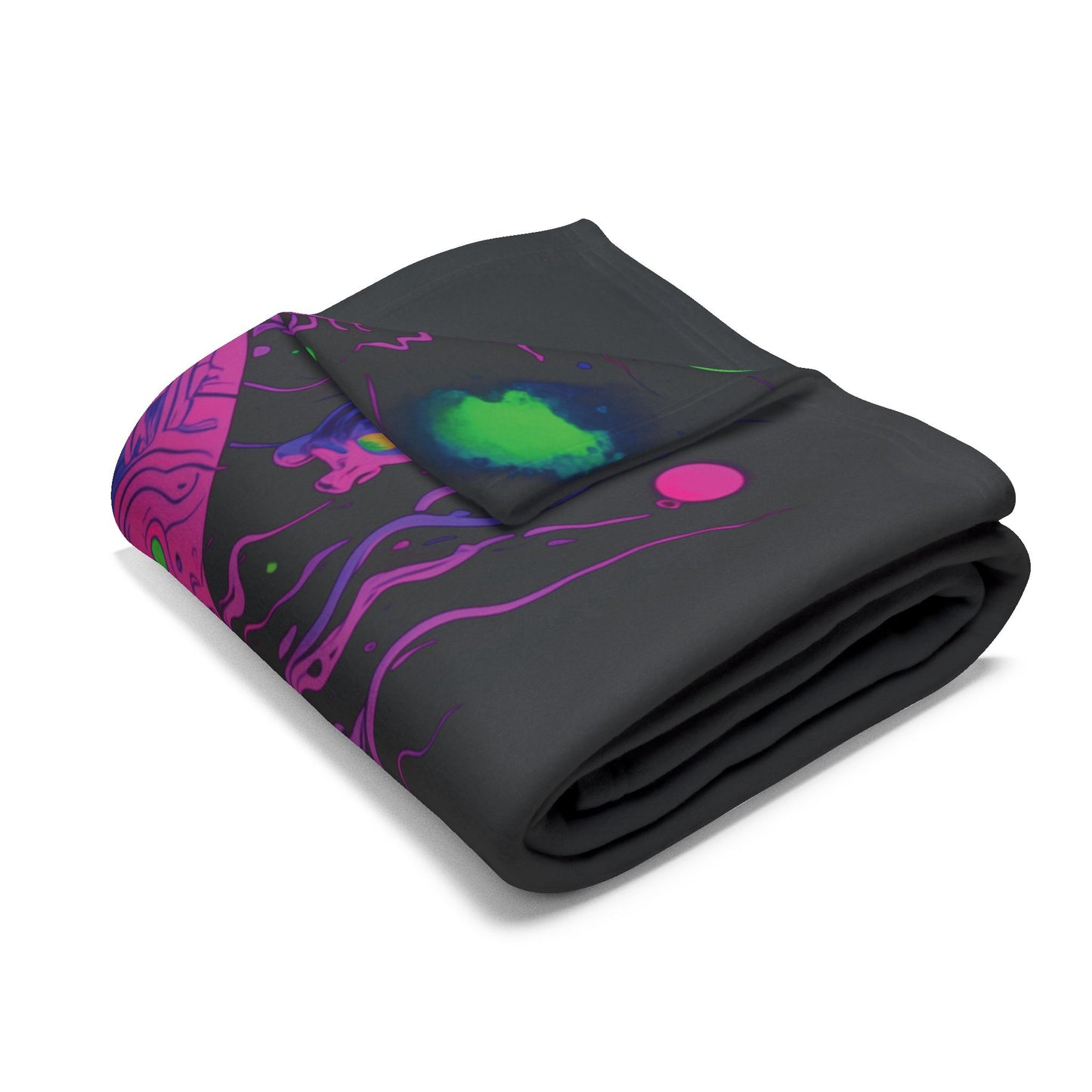 Blacklight Skull Arctic Fleece Blanket Fluorescent Skeleton Head Dark Blacklight Fleece Blanket