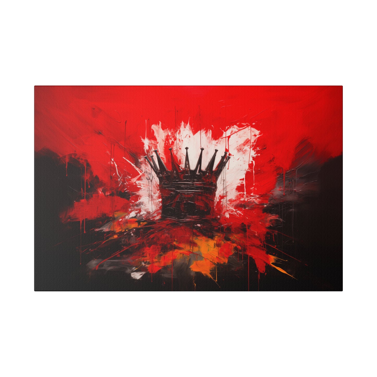 Painted Crown Matte Canvas Red and Black Abstract Art Print 12x9, 16x12, 24x16, 30x20, 36x24, 40x30, 48x32 inch Artwork