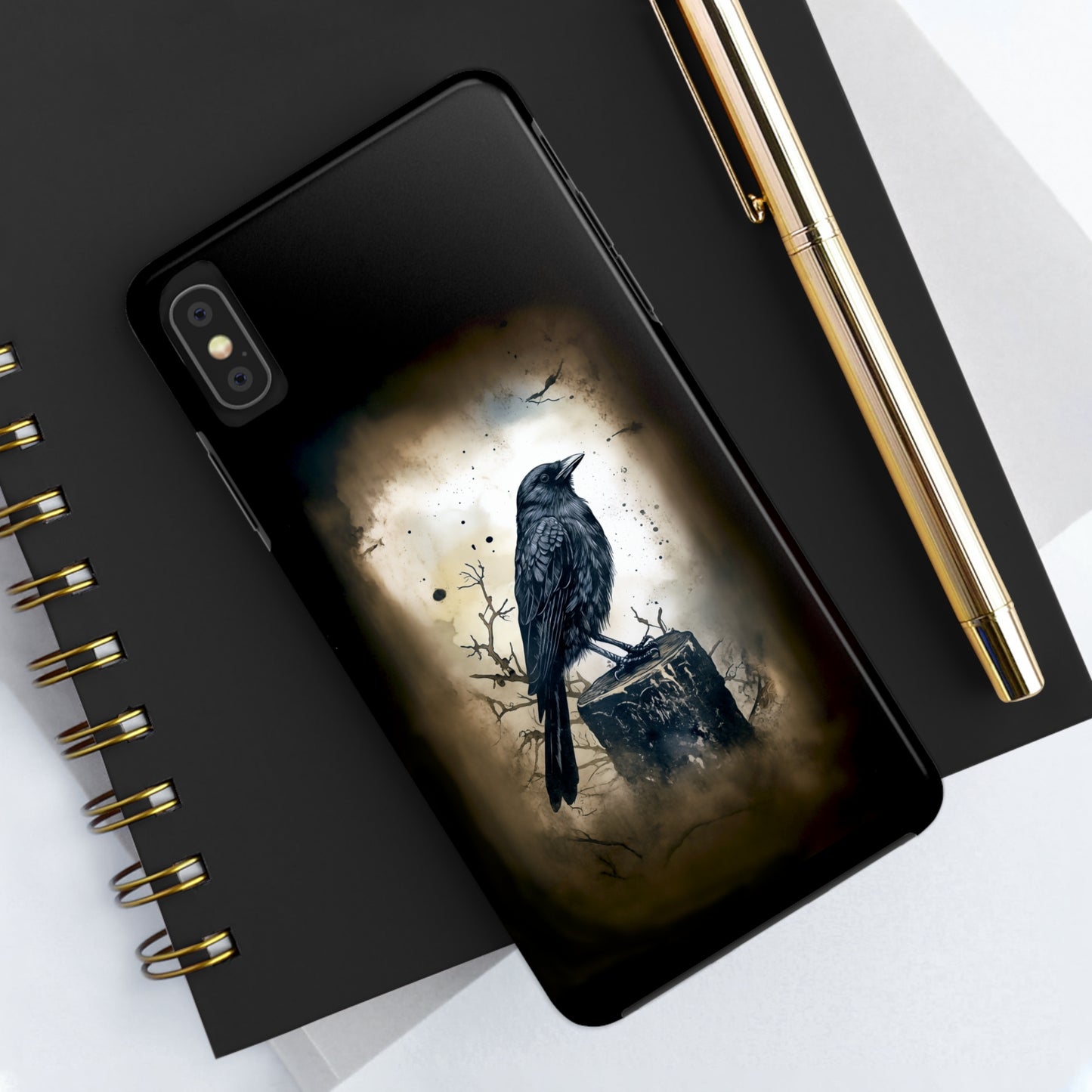 Raven Visage Tough Phone Case for iPhone 15 14 13 12 11 pro max XR XS 7 8 SE Gothic Black phone case Dark Academia iPhone case