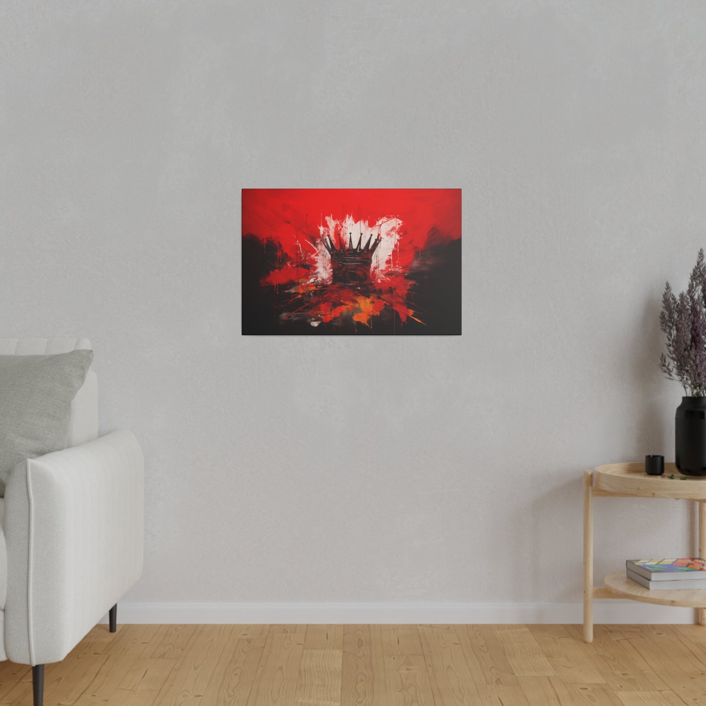 Painted Crown Matte Canvas Red and Black Abstract Art Print 12x9, 16x12, 24x16, 30x20, 36x24, 40x30, 48x32 inch Artwork