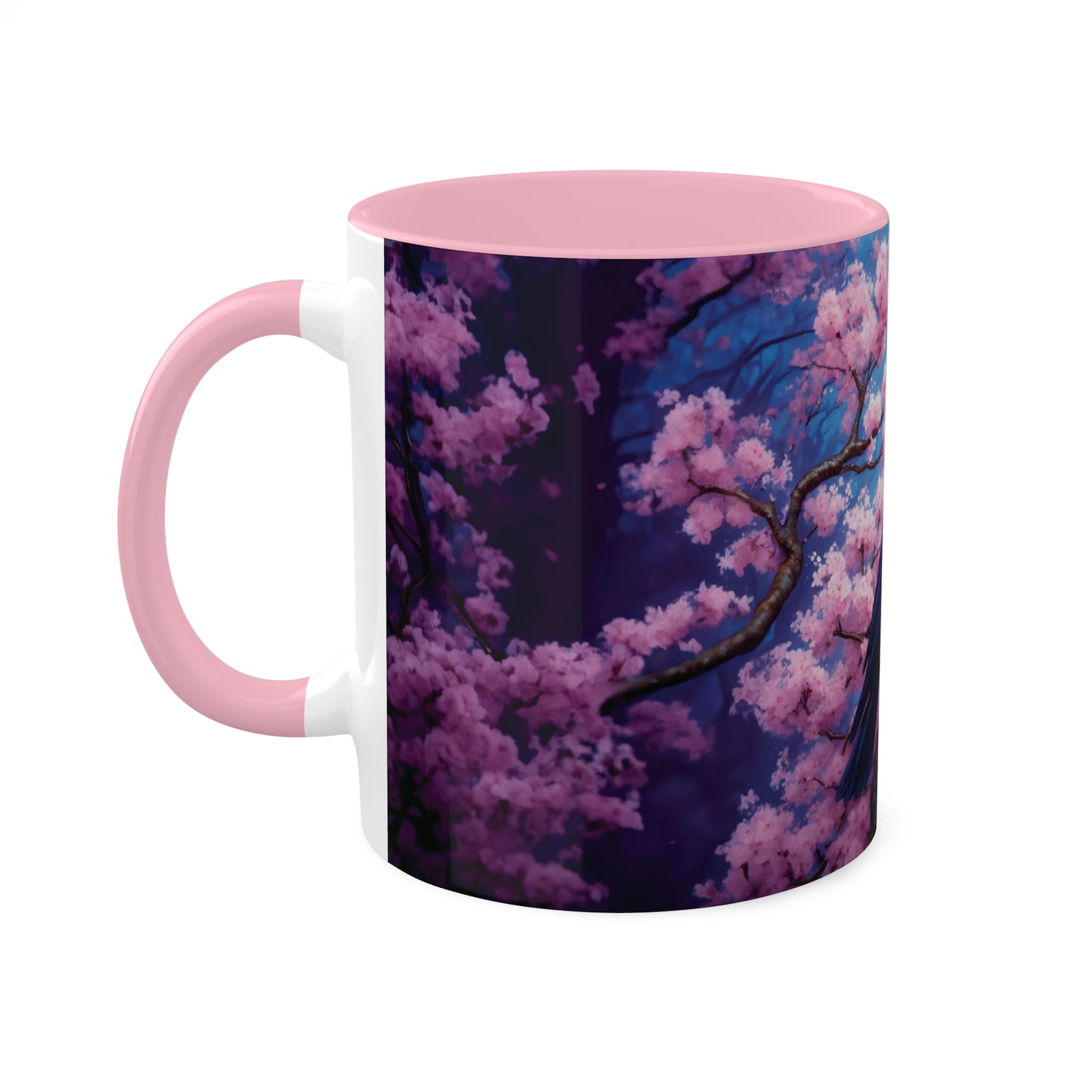 Raven Sakura Cherry Blossom Colorful Mug 11oz - My original art