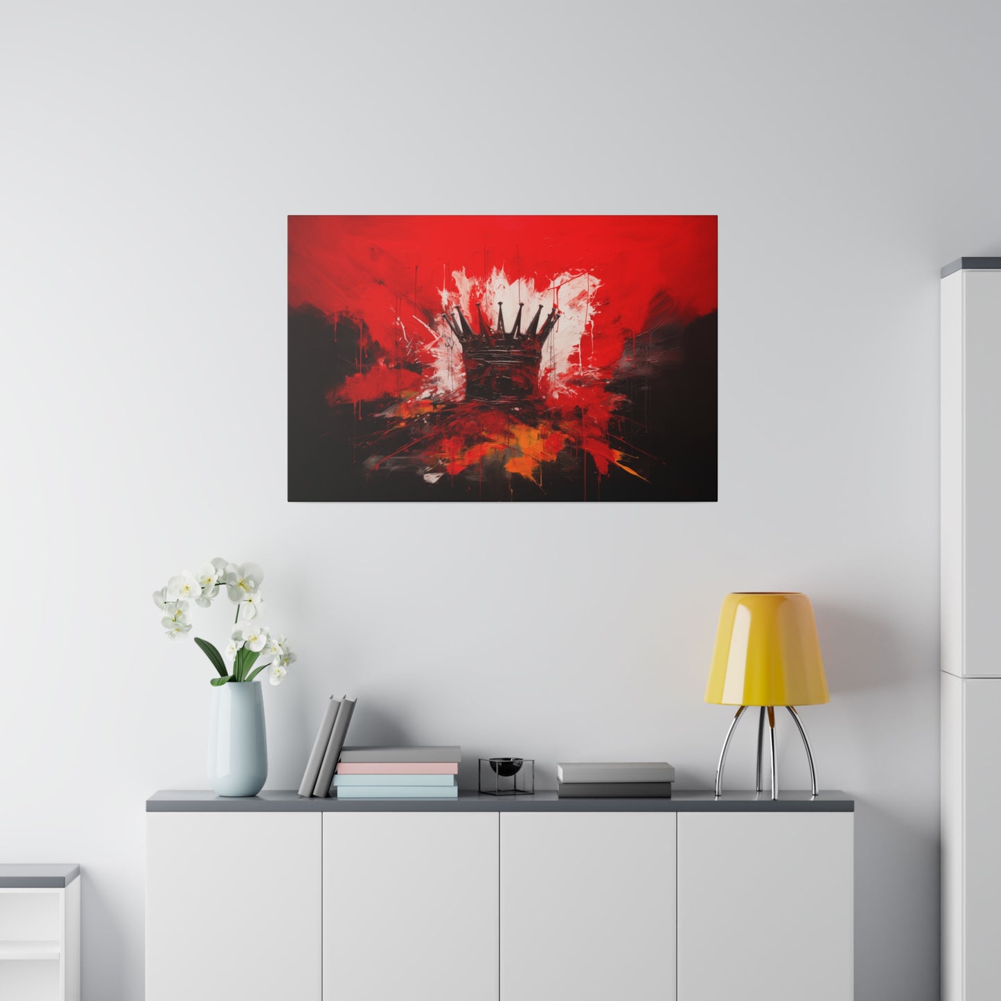 Painted Crown Matte Canvas Red and Black Abstract Art Print 12x9, 16x12, 24x16, 30x20, 36x24, 40x30, 48x32 inch Artwork