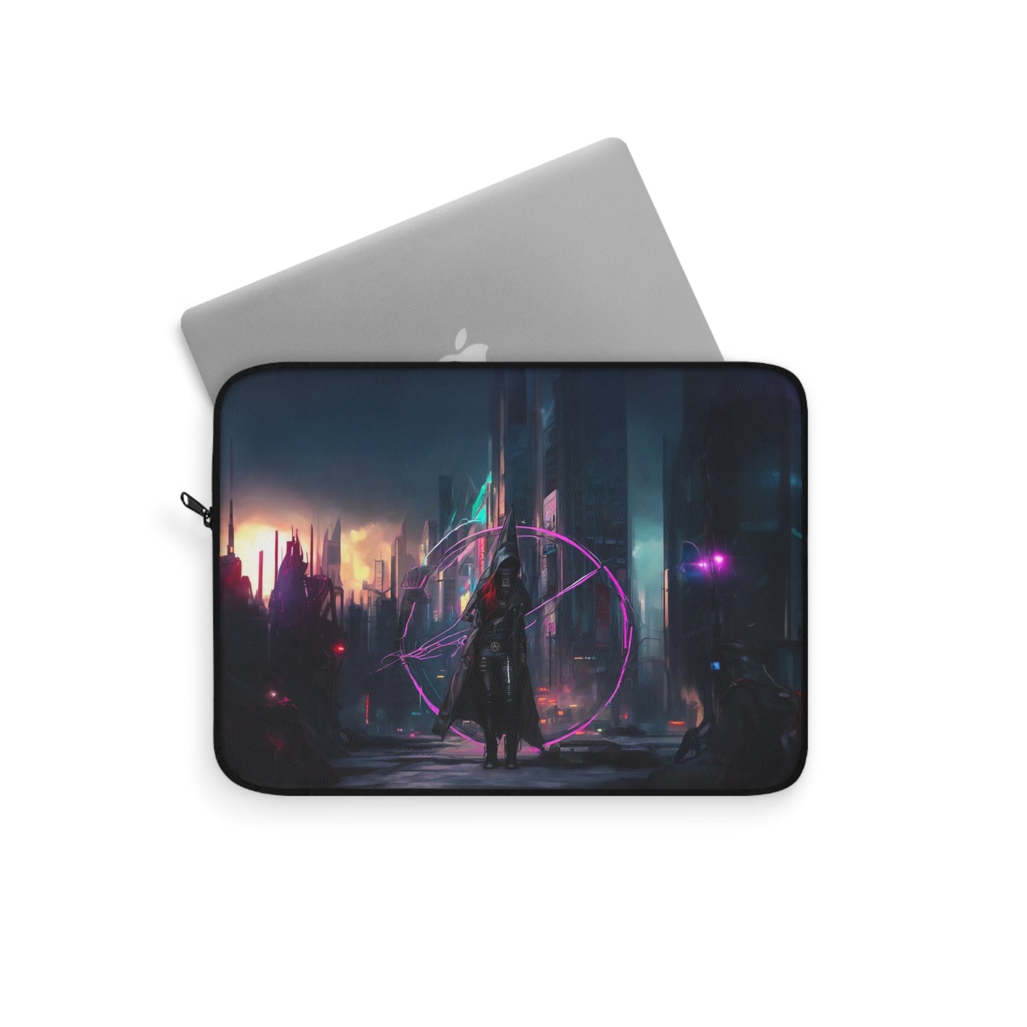 Technomancer's Ward, Cyberpunk Mage Laptop Sleeve, Anarchy Girl, aesthetic laptop, soft laptop sleeve, soft macbook case, anarchy symbol