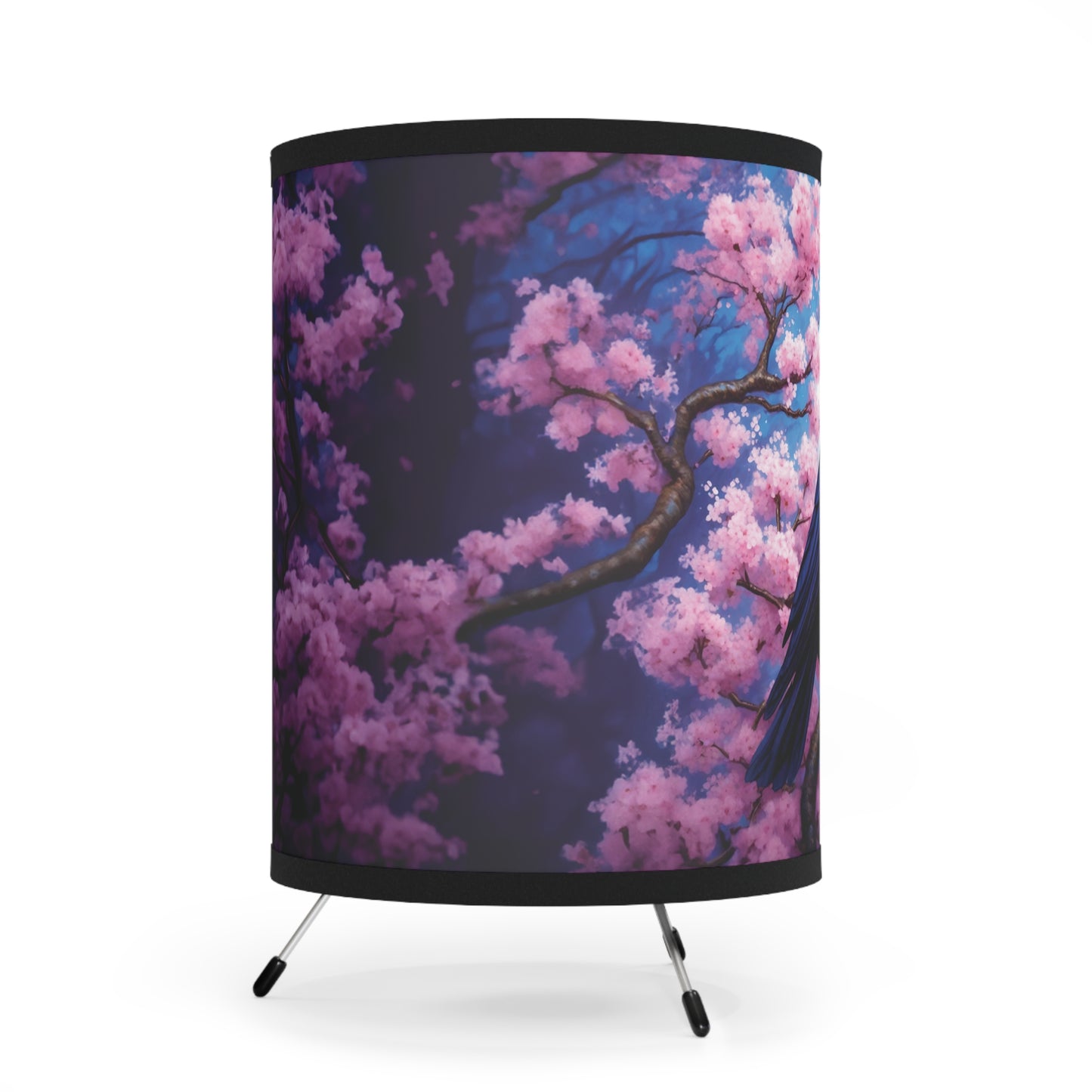 Raven and Cherry Blossom Tree Lamp - raven lamp, cherry blossom lamp, bedside lamp, table lamp, unique lamp, bedside table lamp, gift lamp