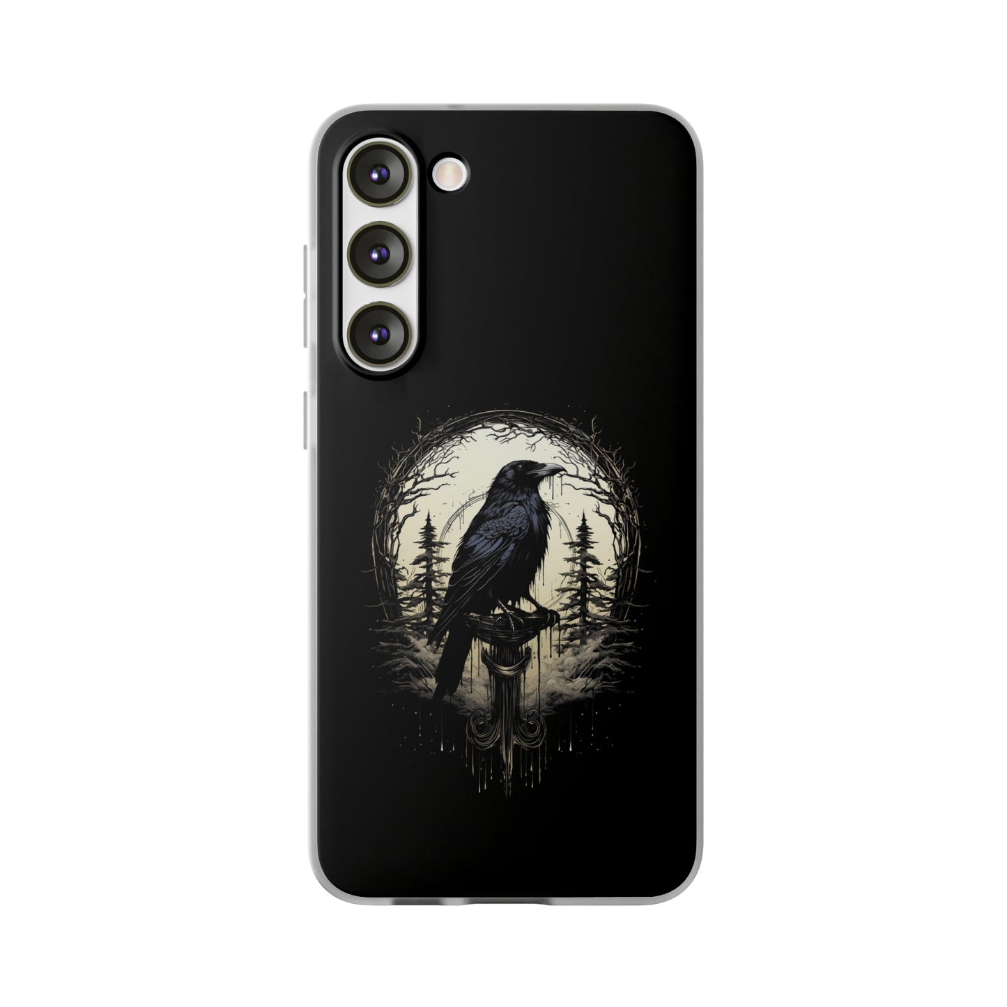 Night's Sentinel Goth Raven Phone Case for iPhone 13 14 pro max Galaxy s22 s23 ultra - optional gift box -dark academia black phone case