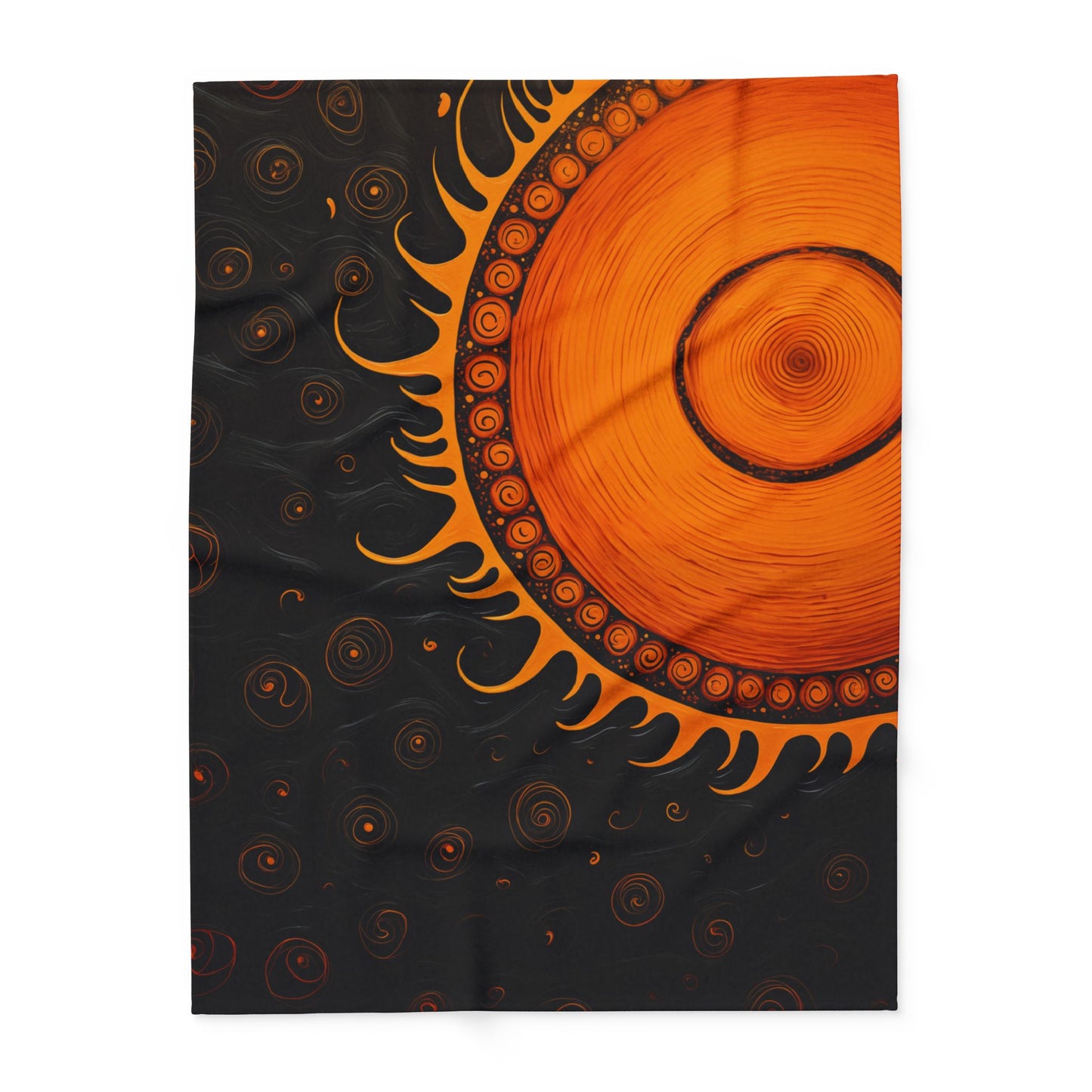 Flaming Sun Blanket Arctic Fleece Blanket Orange Black Fuzzy Blanket Warm Blanket Soft Blanket Boho Sun Trippy