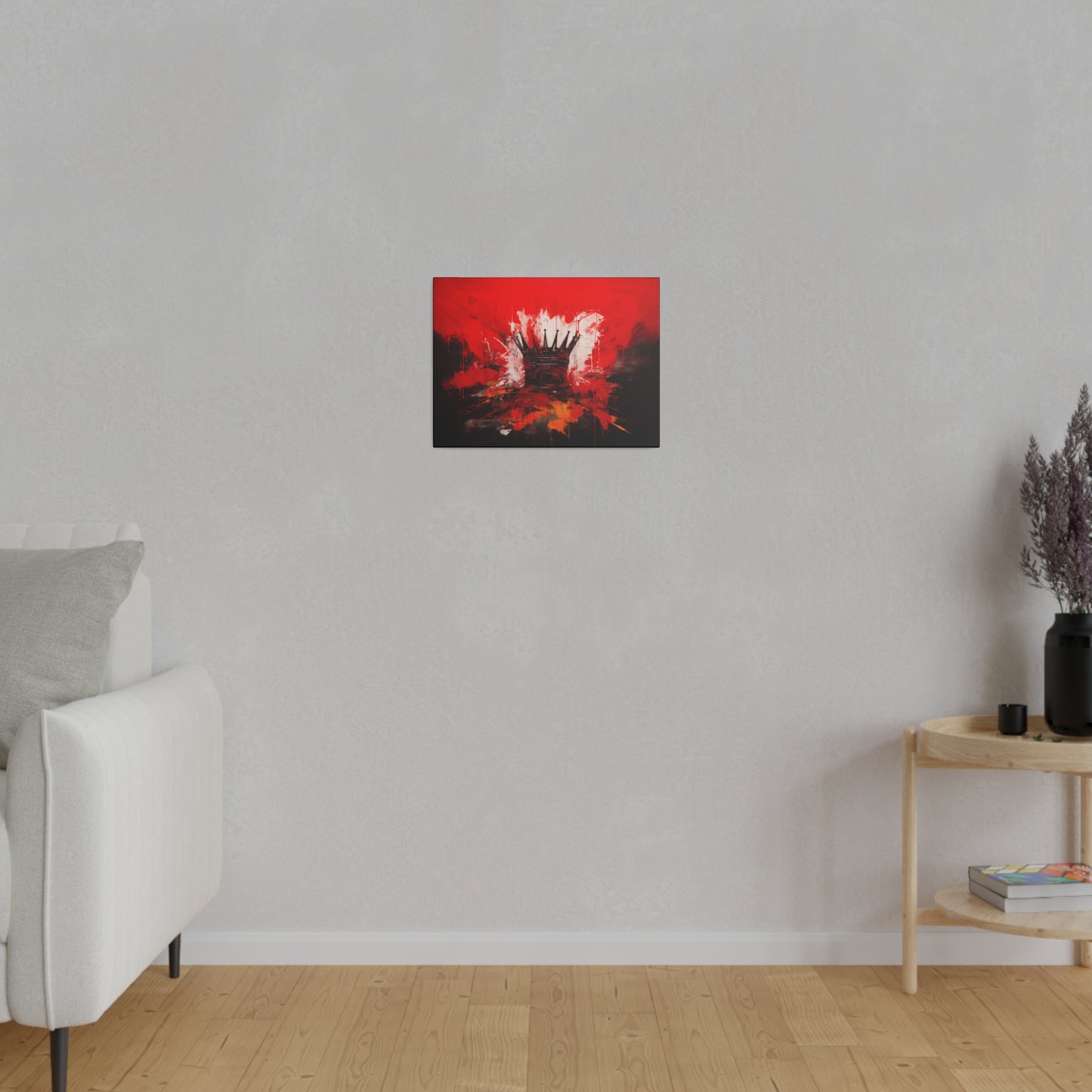 Painted Crown Matte Canvas Red and Black Abstract Art Print 12x9, 16x12, 24x16, 30x20, 36x24, 40x30, 48x32 inch Artwork