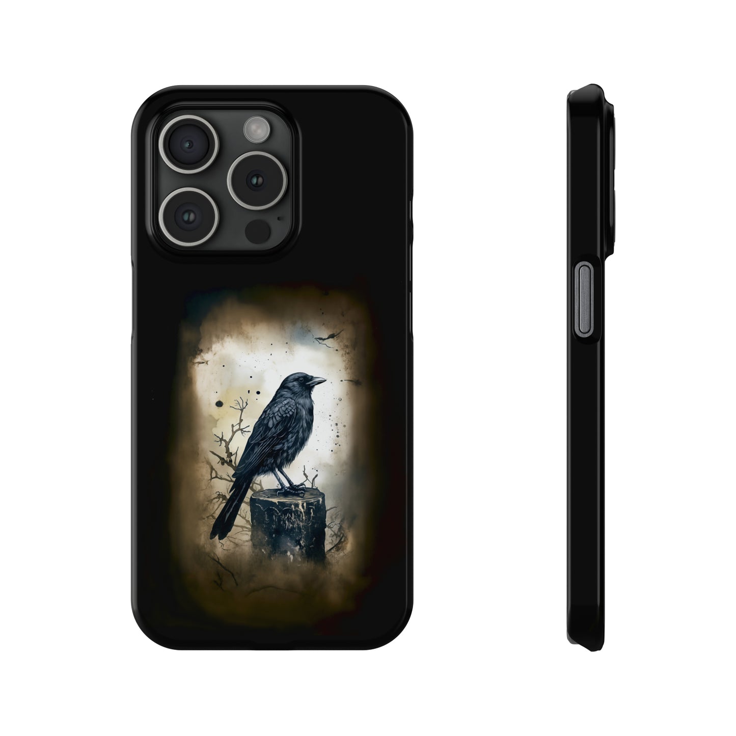 Raven Visage Black Raven Gothic Slim Phone Case iPhone 15 Pro Case Black iPhone Case Black iPhone 15 case 14 13 dark academia