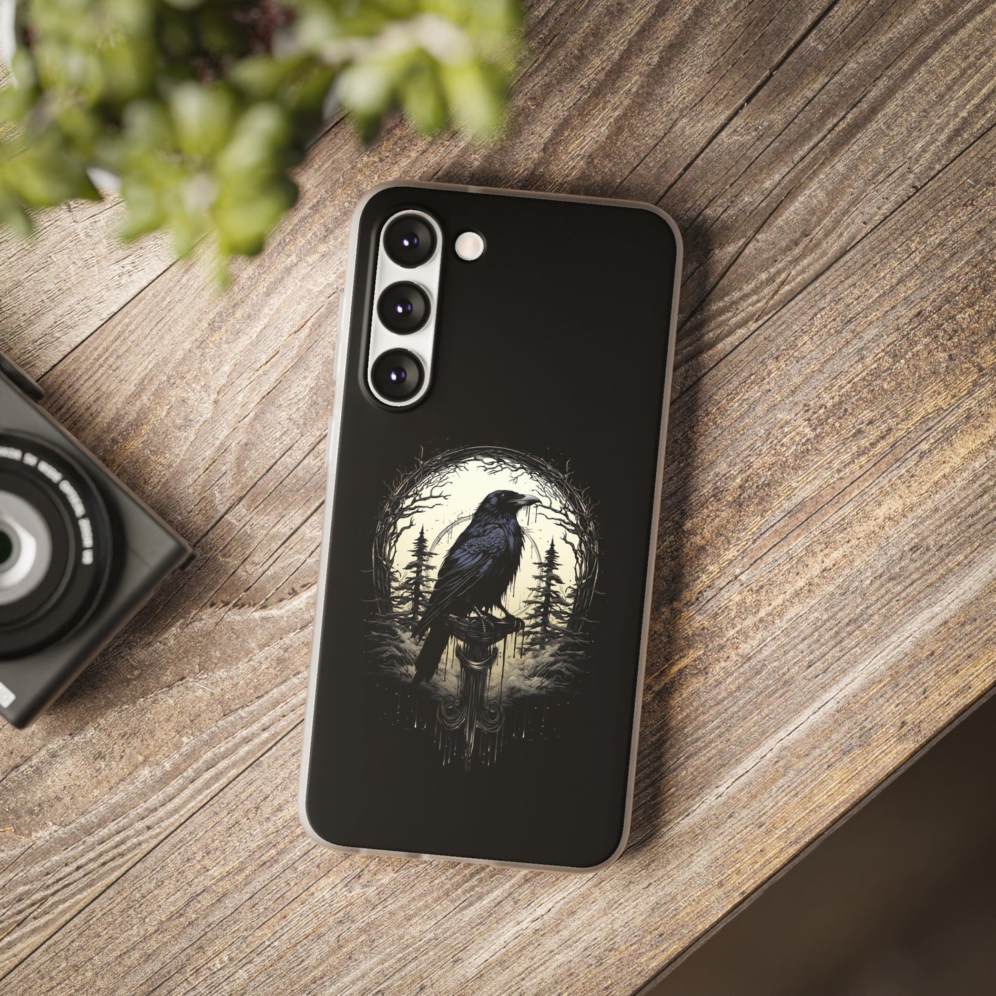 Night's Sentinel Goth Raven Phone Case for iPhone 13 14 pro max Galaxy s22 s23 ultra - optional gift box -dark academia black phone case