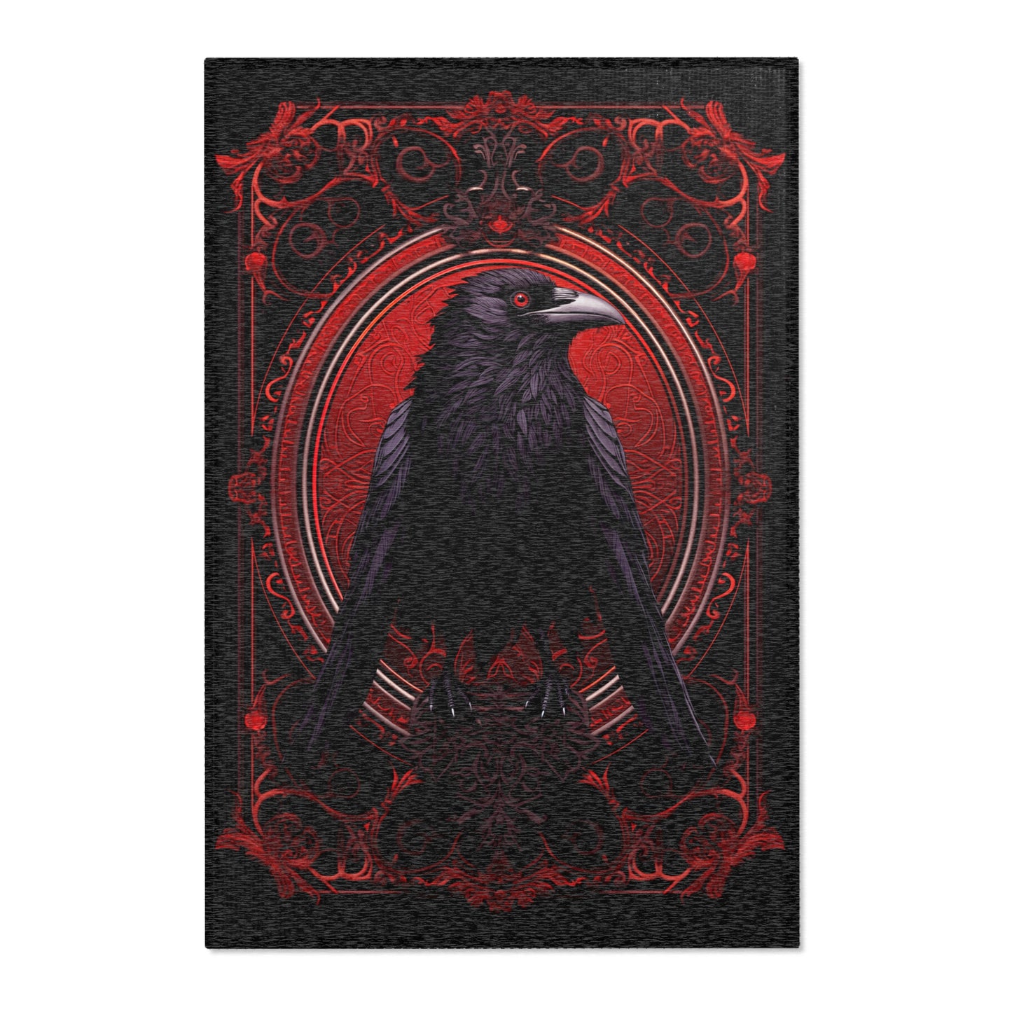 Red Raven Rug Carpet Area Rug Gothic Raven Rug Dark Academia Rug Red and Black and Red Area Rug non-skid non skid nonskid rug 2x3 3x2 4x6