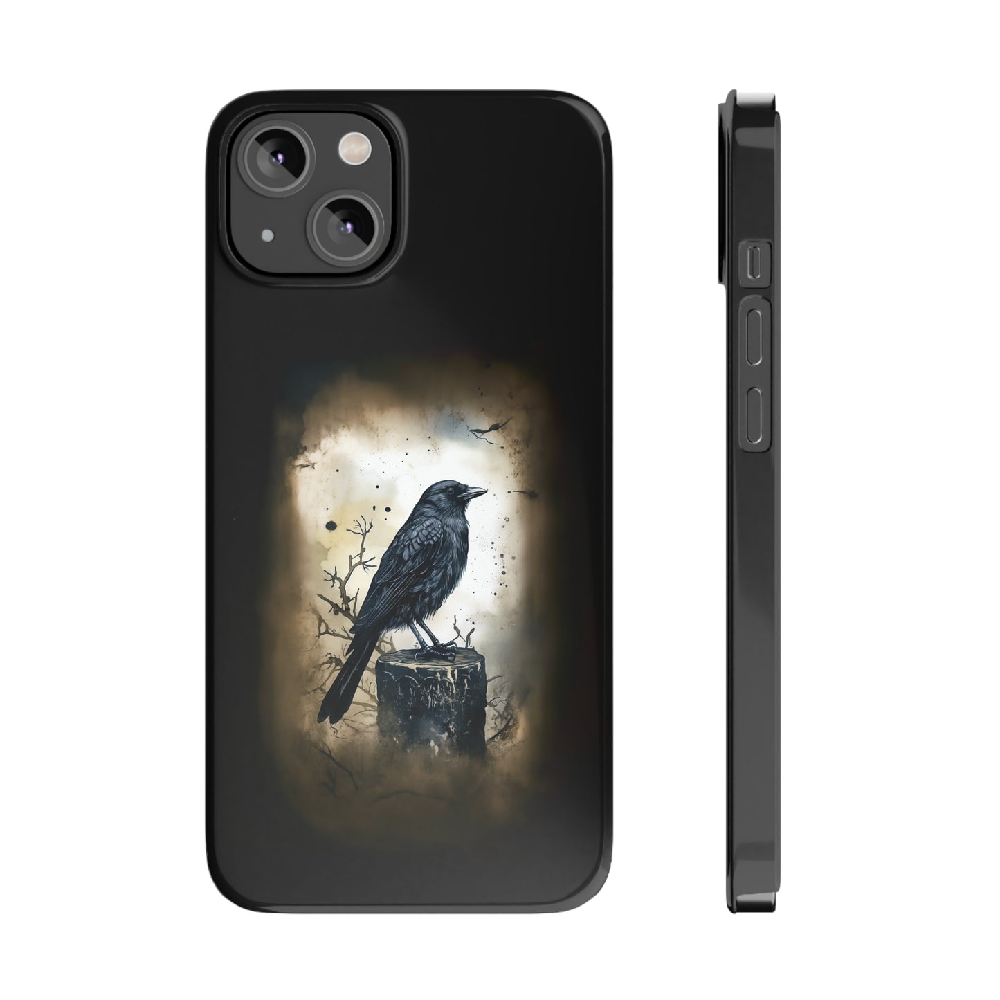 Raven Visage Black Raven Gothic Slim Phone Case iPhone 15 Pro Case Black iPhone Case Black iPhone 15 case 14 13 dark academia