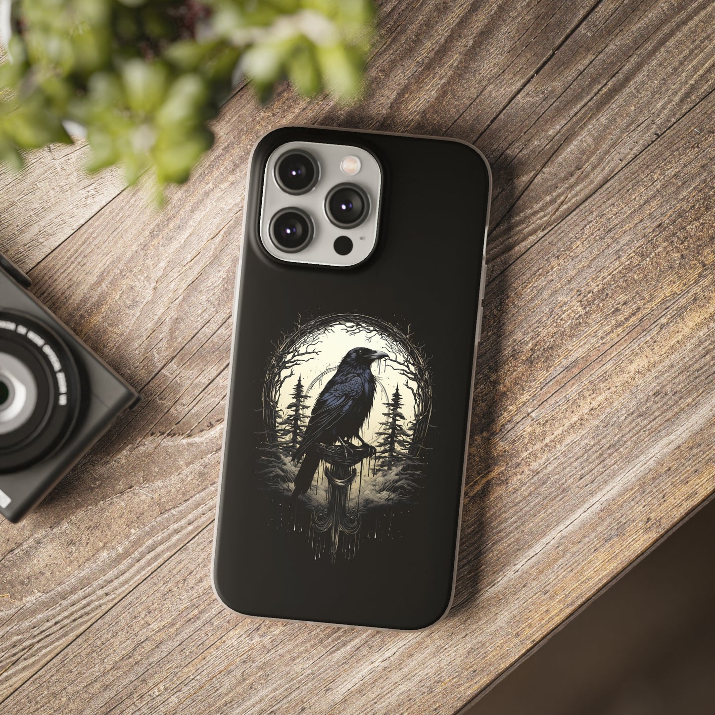 Night's Sentinel Goth Raven Phone Case for iPhone 13 14 pro max Galaxy s22 s23 ultra - optional gift box -dark academia black phone case