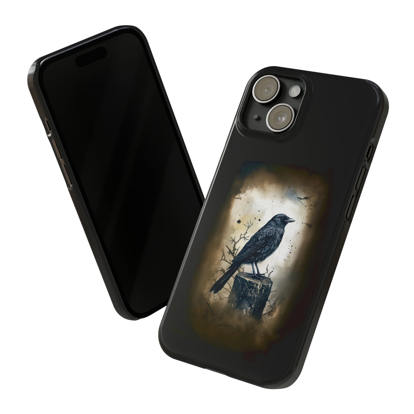 Raven Visage Black Raven Gothic Slim Phone Case iPhone 15 Pro Case Black iPhone Case Black iPhone 15 case 14 13 dark academia