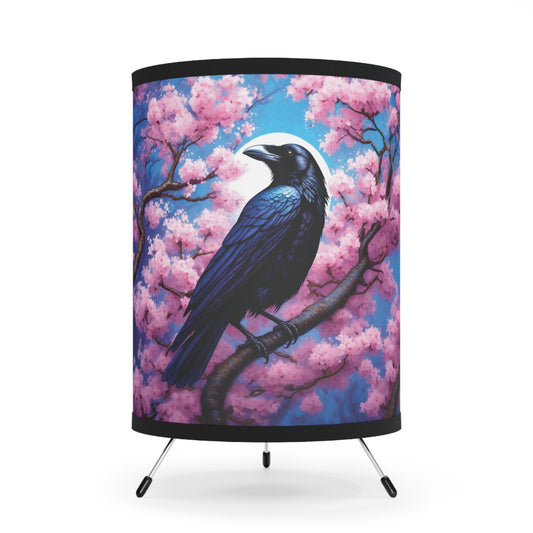 Raven and Cherry Blossom Tree Lamp - raven lamp, cherry blossom lamp, bedside lamp, table lamp, unique lamp, bedside table lamp, gift lamp