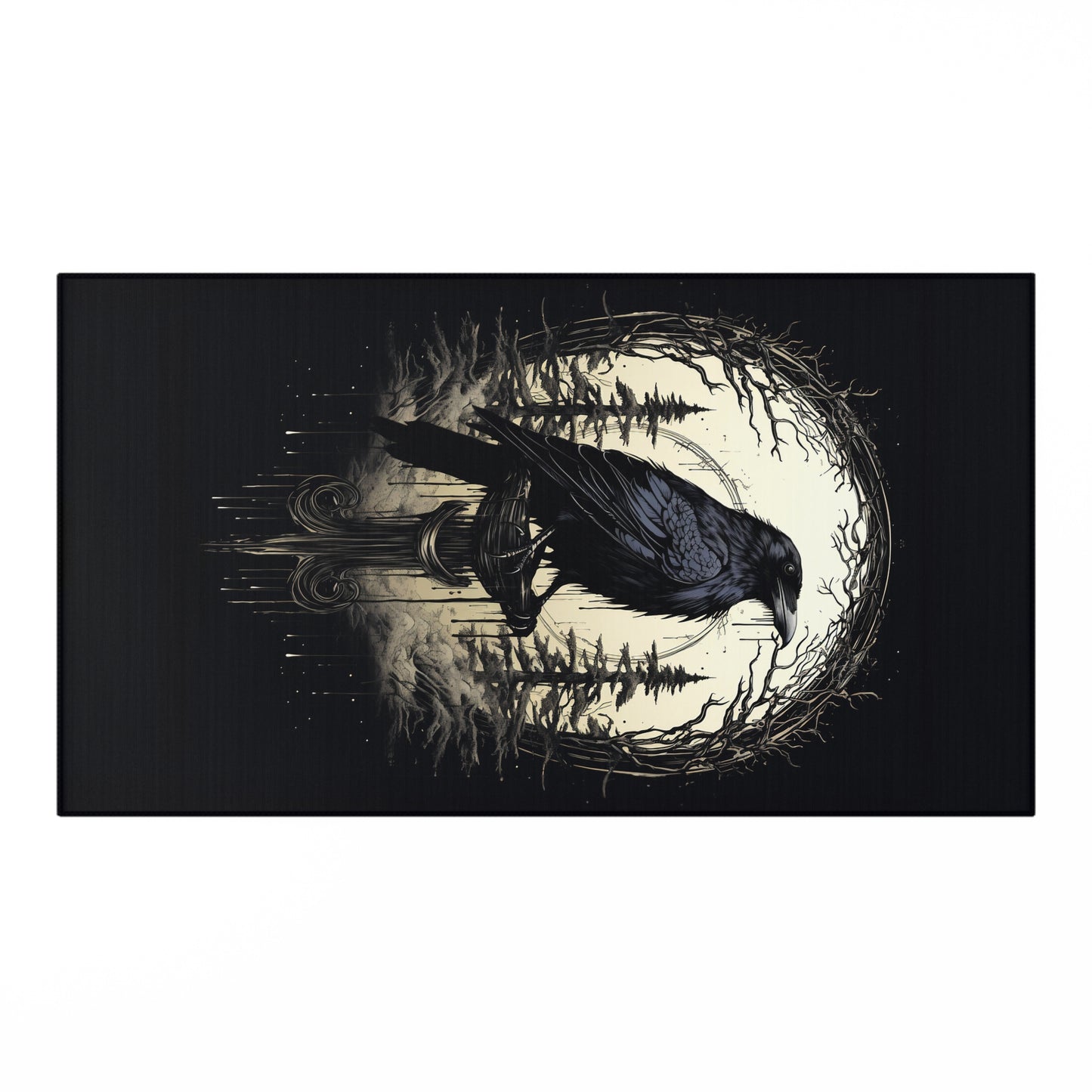 Night's Sentinel Dornier Rug - Gothic Raven Rug in Dark Academia Style