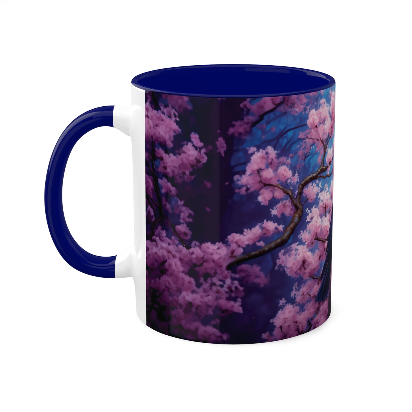 Raven Sakura Cherry Blossom Colorful Mug 11oz - My original art