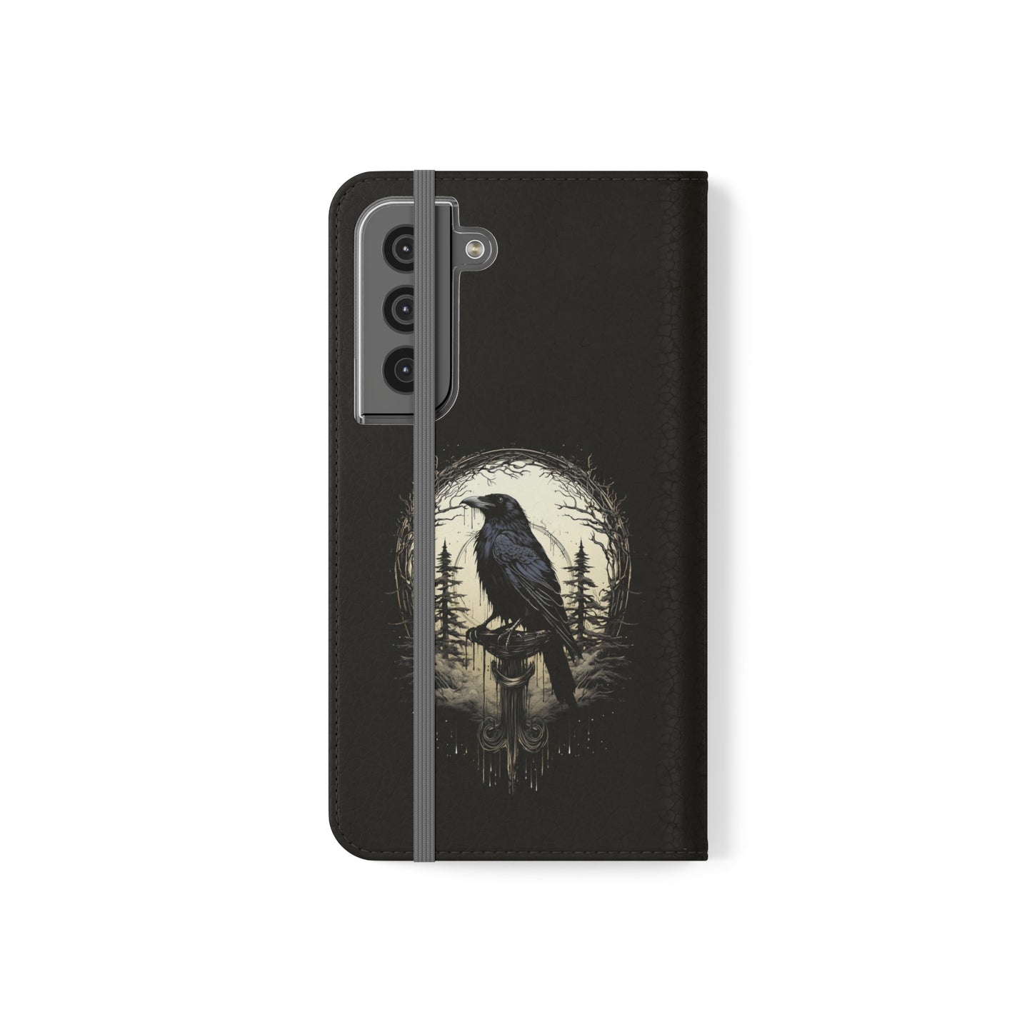 Night's Sentinel Flip Case Phone Case Gothic Raven Flip Phone Case Dark Academia Phone Case Dark Art Flip Case s22 s21 iphone 13 12 11