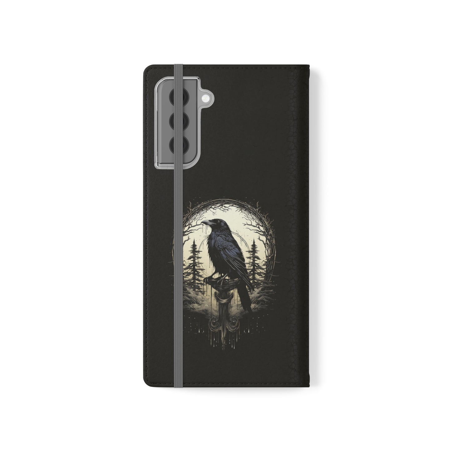 Night's Sentinel Flip Case Phone Case Gothic Raven Flip Phone Case Dark Academia Phone Case Dark Art Flip Case s22 s21 iphone 13 12 11