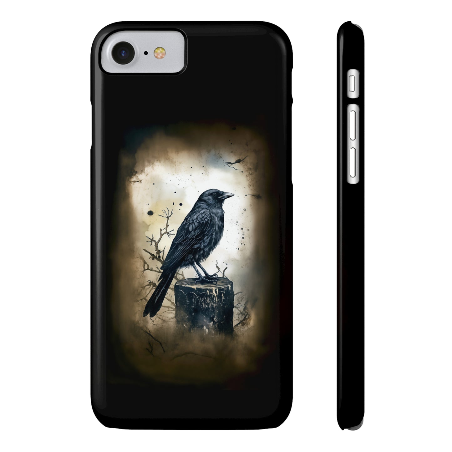 Raven Visage Black Raven Gothic Slim Phone Case iPhone 15 Pro Case Black iPhone Case Black iPhone 15 case 14 13 dark academia