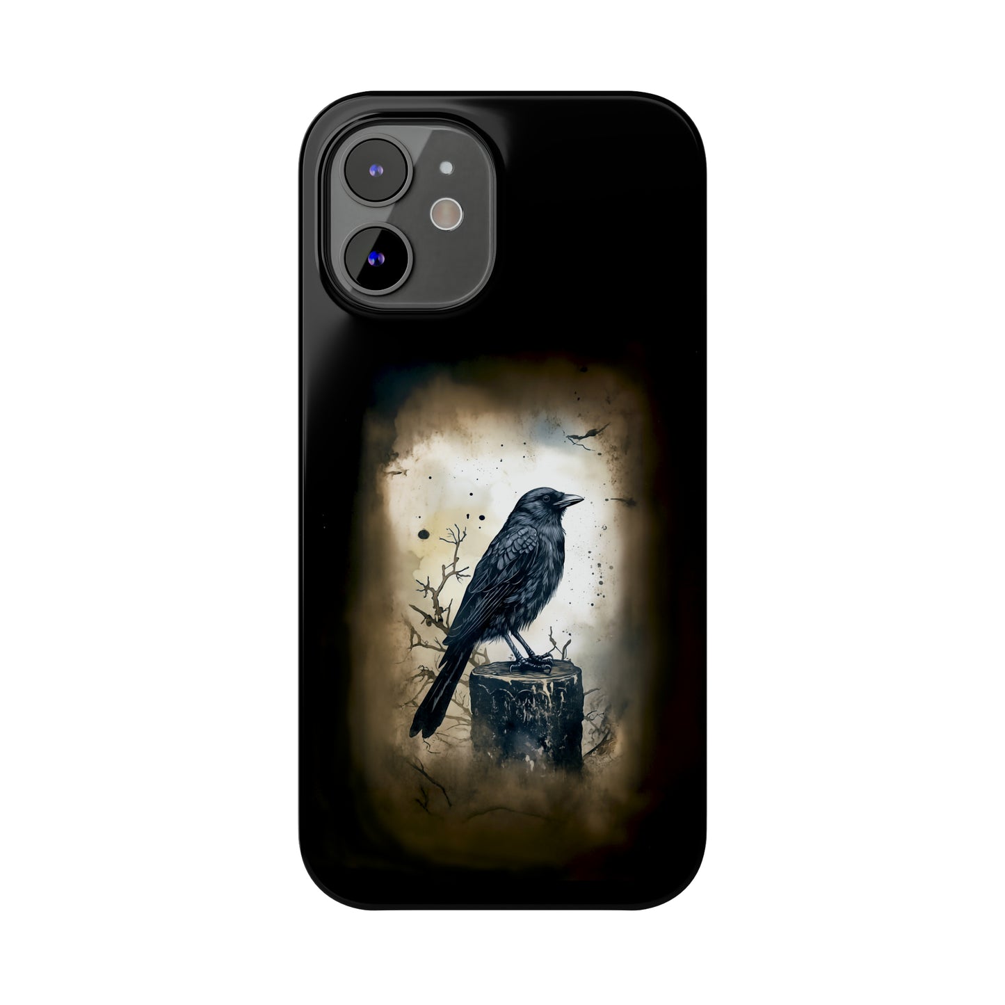 Raven Visage Black Raven Gothic Slim Phone Case iPhone 15 Pro Case Black iPhone Case Black iPhone 15 case 14 13 dark academia