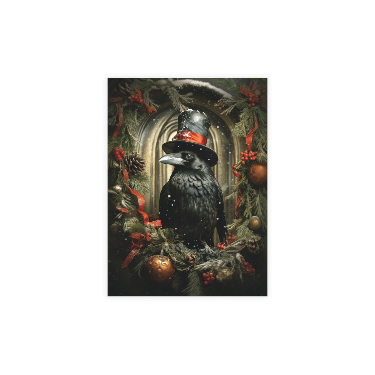 A Corvid Christmas, Raven Christmas Postcards holiday greeting cards dark Christmas cards cool Christmas blank Christmas post cards, gothic