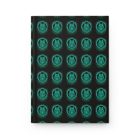 Owl Wreath Hardcover Journal Green and Black Notebook