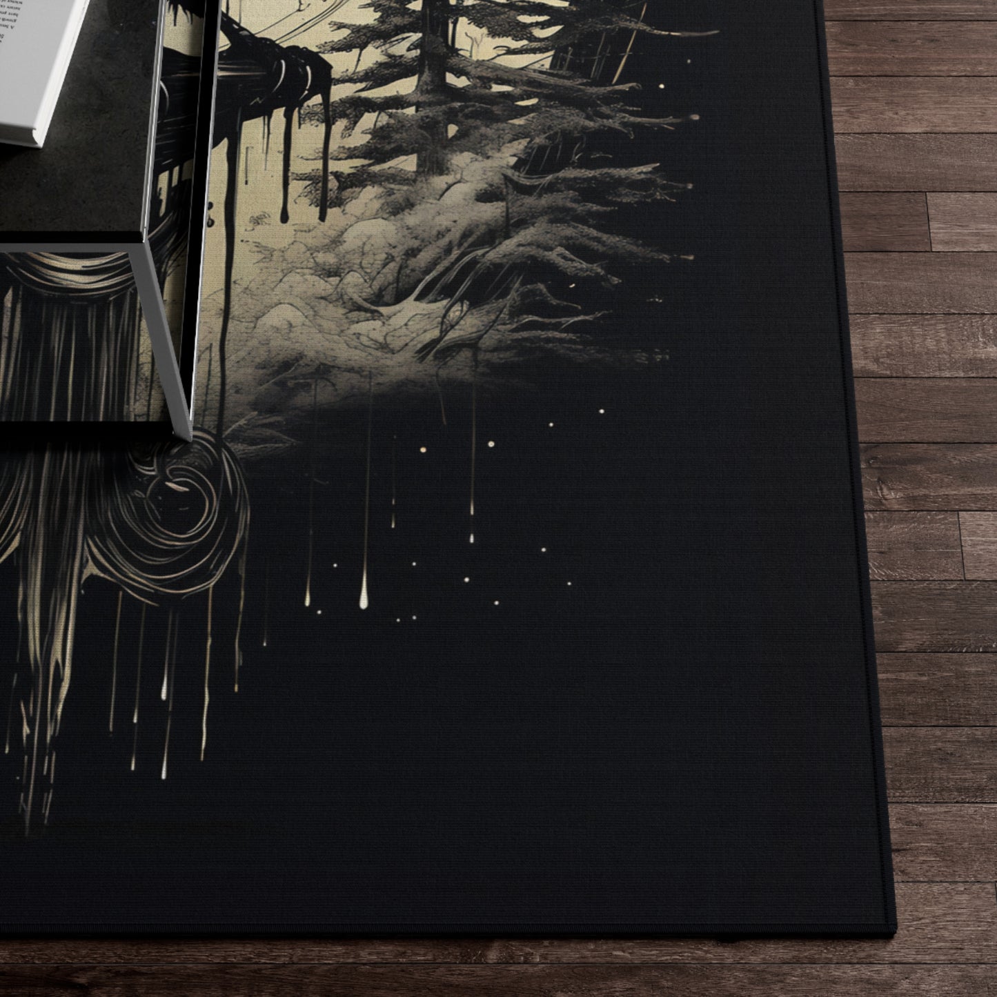 Night's Sentinel Dornier Rug - Gothic Raven Rug in Dark Academia Style