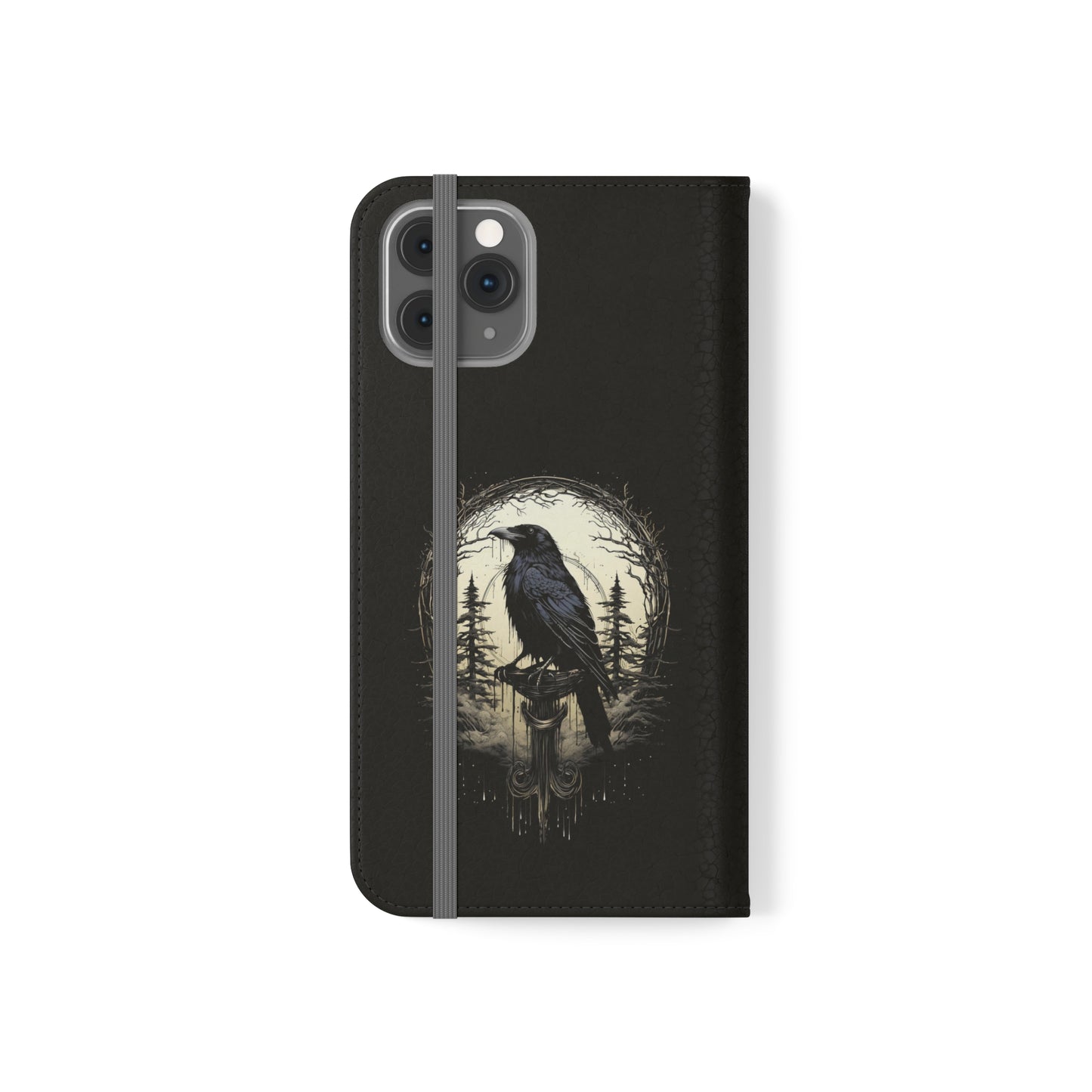 Night's Sentinel Flip Case Phone Case Gothic Raven Flip Phone Case Dark Academia Phone Case Dark Art Flip Case s22 s21 iphone 13 12 11