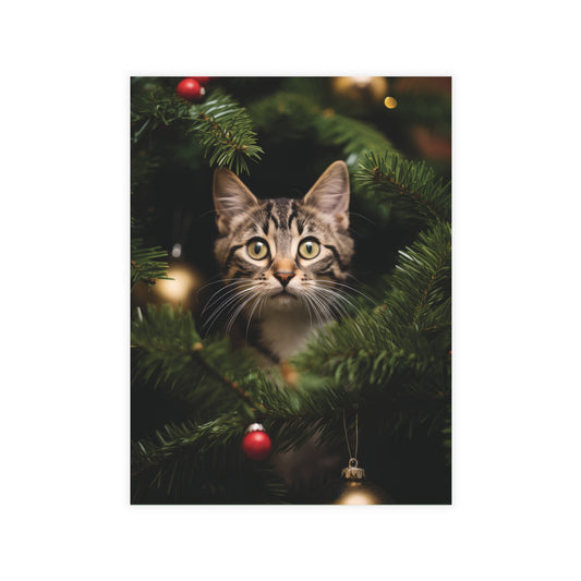 Caught Decorating Cat Christmas Postcards Cat Christmas Cards holiday greeting cards pack of Christmas cards set, cats, holidays, cards