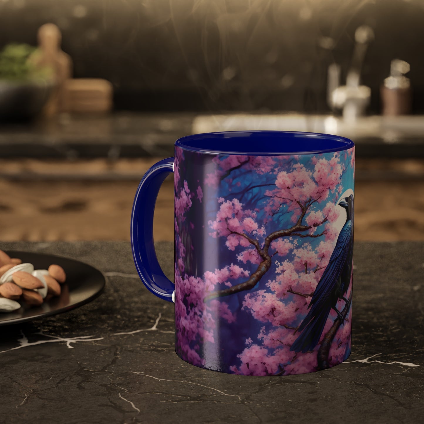 Raven Sakura Cherry Blossom Colorful Mug 11oz - My original art