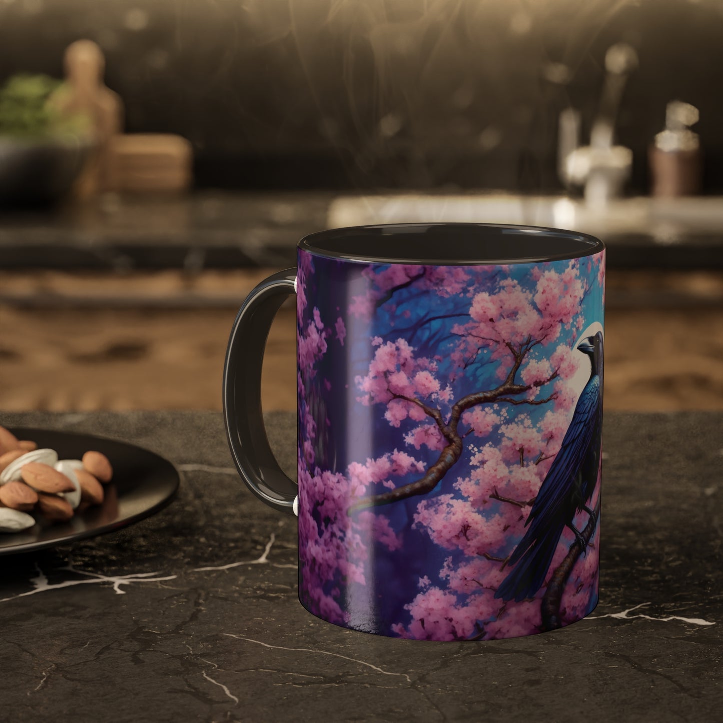 Raven Sakura Cherry Blossom Colorful Mug 11oz - My original art