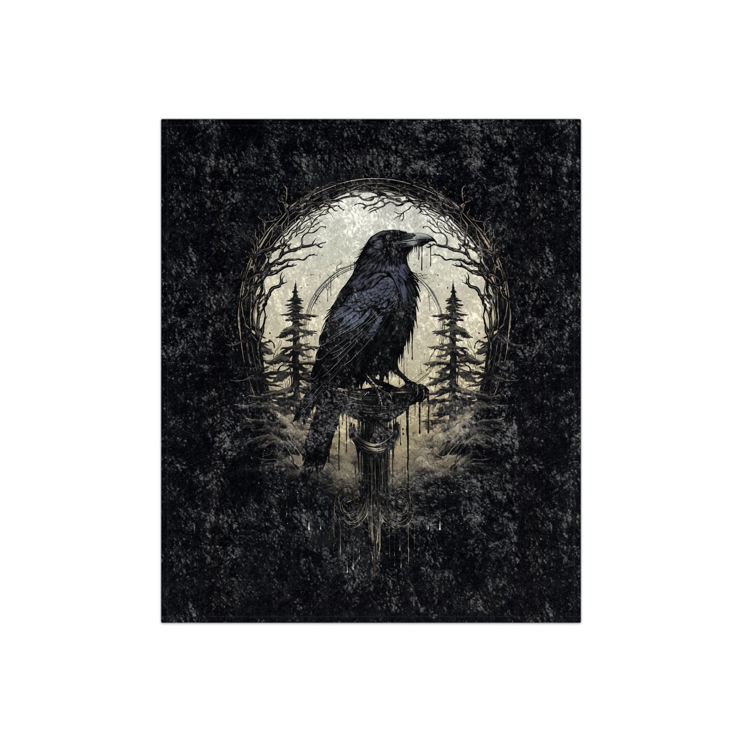 Gothic Raven Blanket Black Crushed Velvet Blanket velvet blanket gothic velvet blanket goth blanket dark academia, raven gift throw blanket