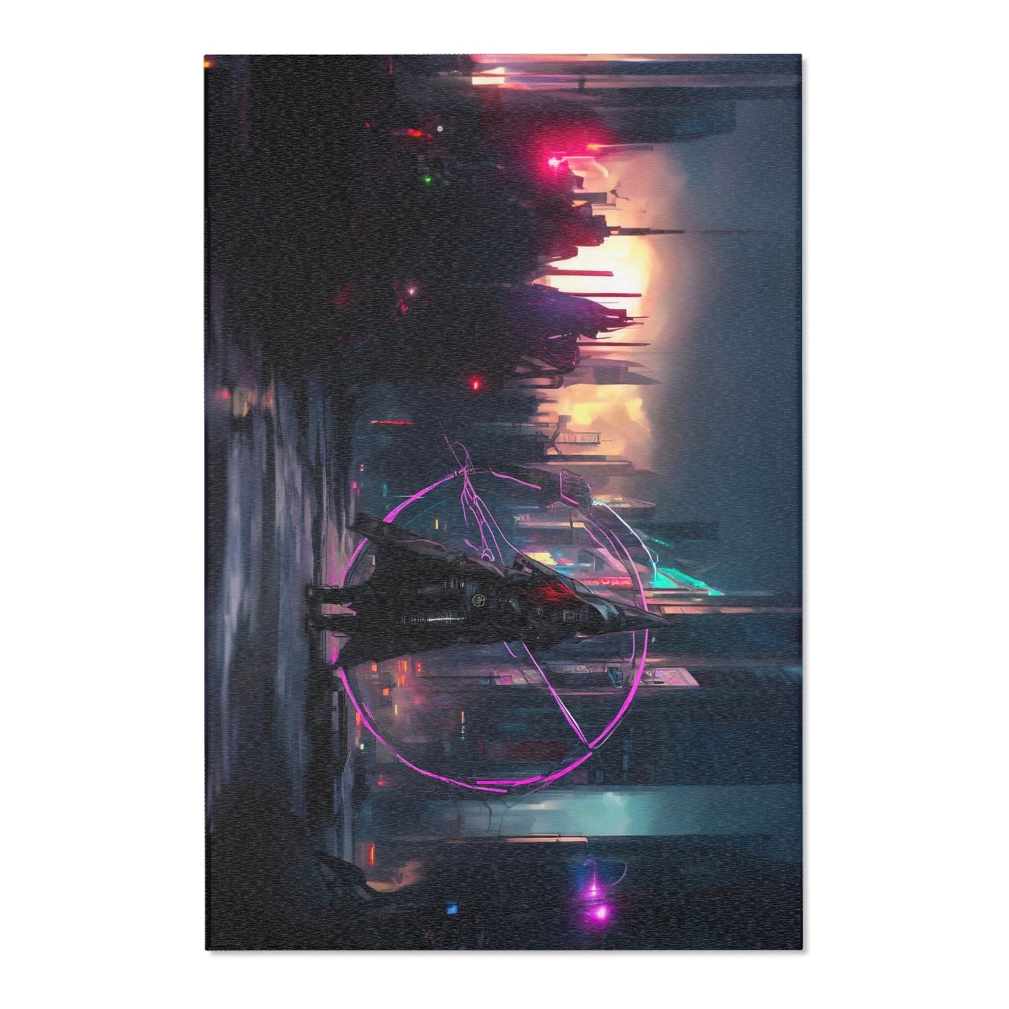 Technomancer's Ward area rug Future cyberpunk rug anarchy mage futuristic Area Rug Gothic Area Rug  2x3 3x2 4x6 6x4