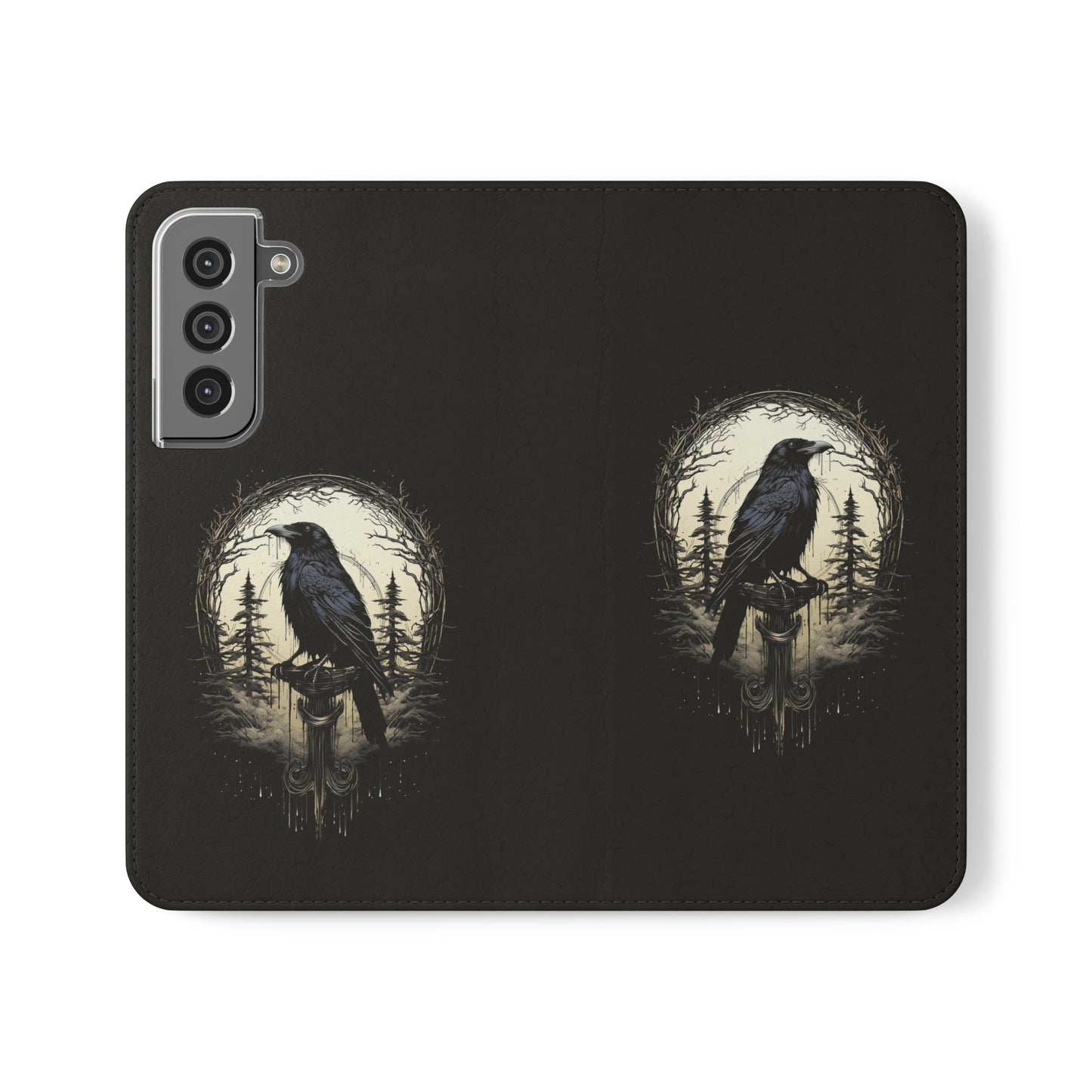 Night's Sentinel Flip Case Phone Case Gothic Raven Flip Phone Case Dark Academia Phone Case Dark Art Flip Case s22 s21 iphone 13 12 11