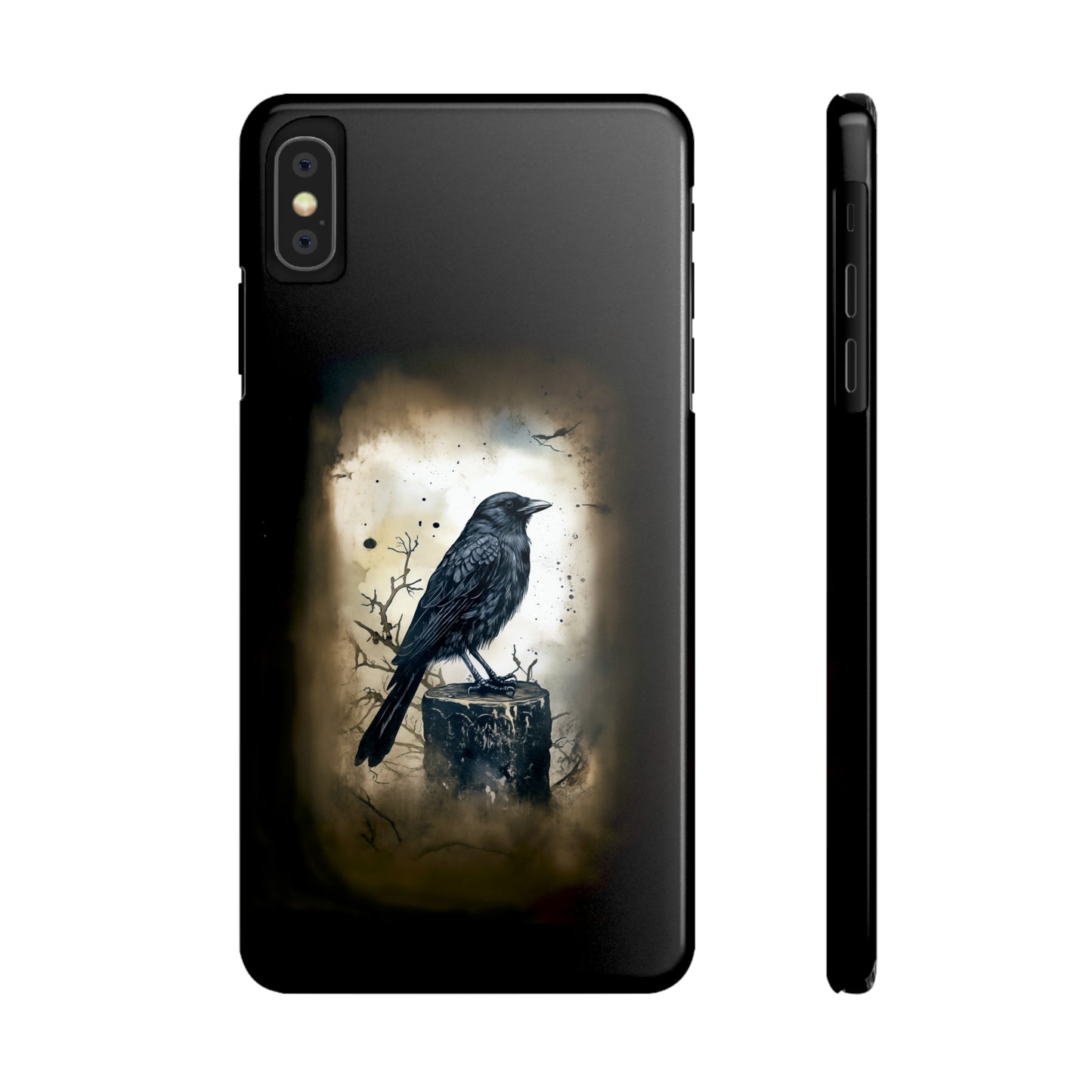 Raven Visage Black Raven Gothic Slim Phone Case iPhone 15 Pro Case Black iPhone Case Black iPhone 15 case 14 13 dark academia