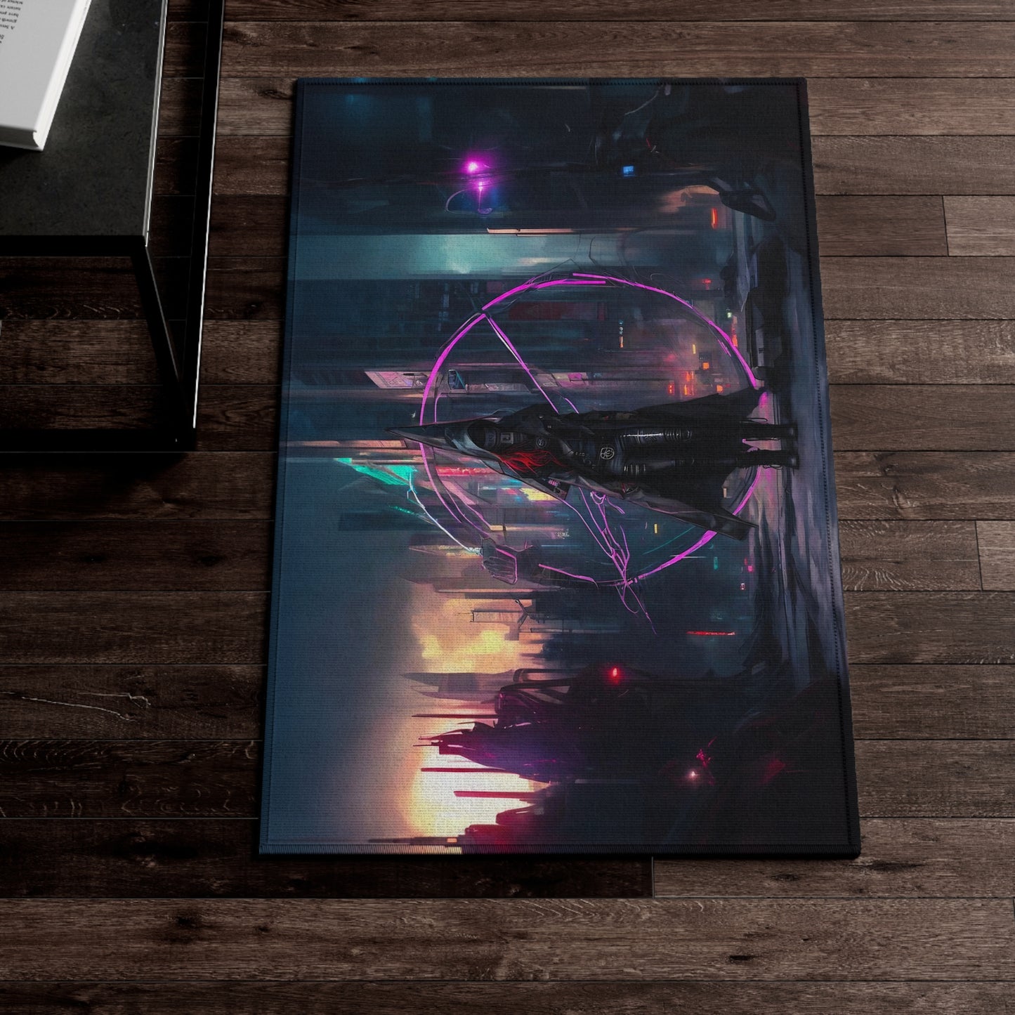 Technomancer's Ward Area Rug - Futuristic Sci-Fi Anarchy Woman Mage Cyberpunk